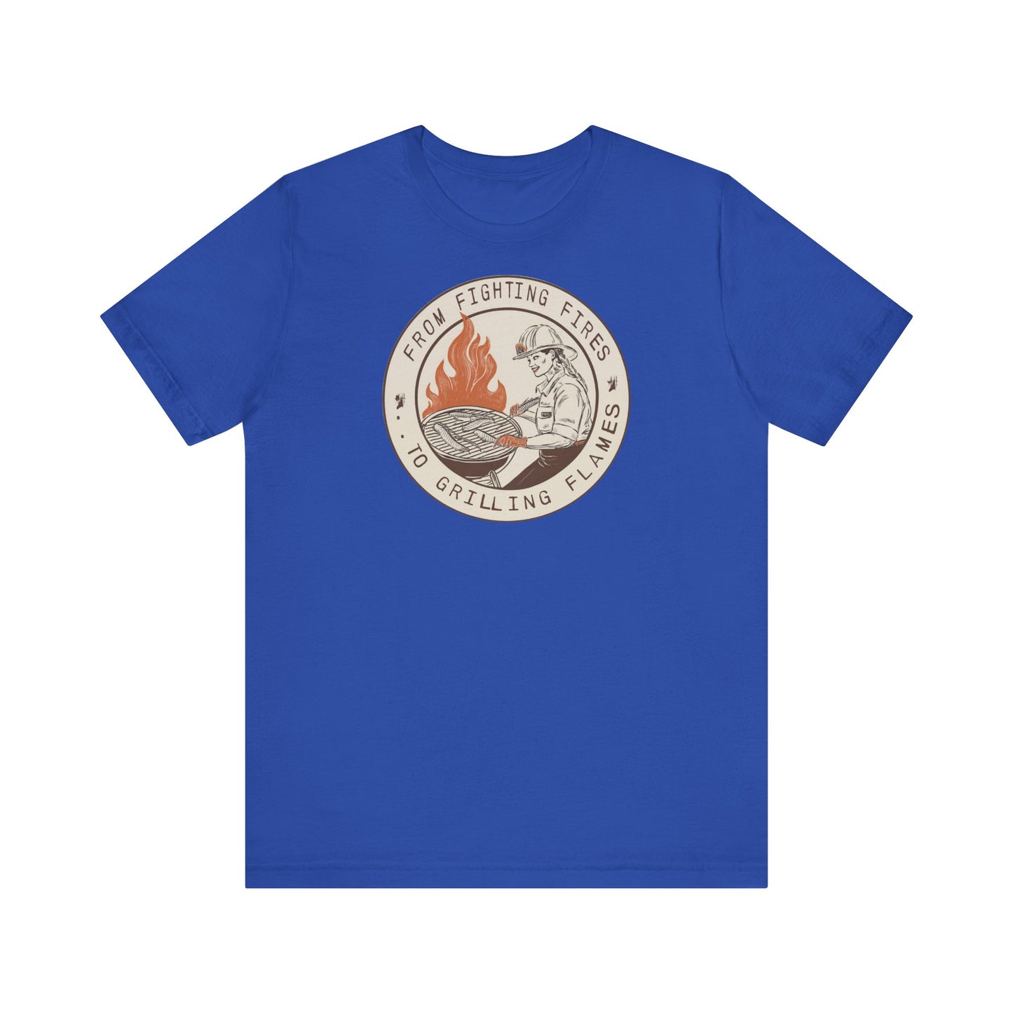 T-shirt à manches courtes Firefighter Grilling – De la lutte contre les incendies aux flammes des grillades
