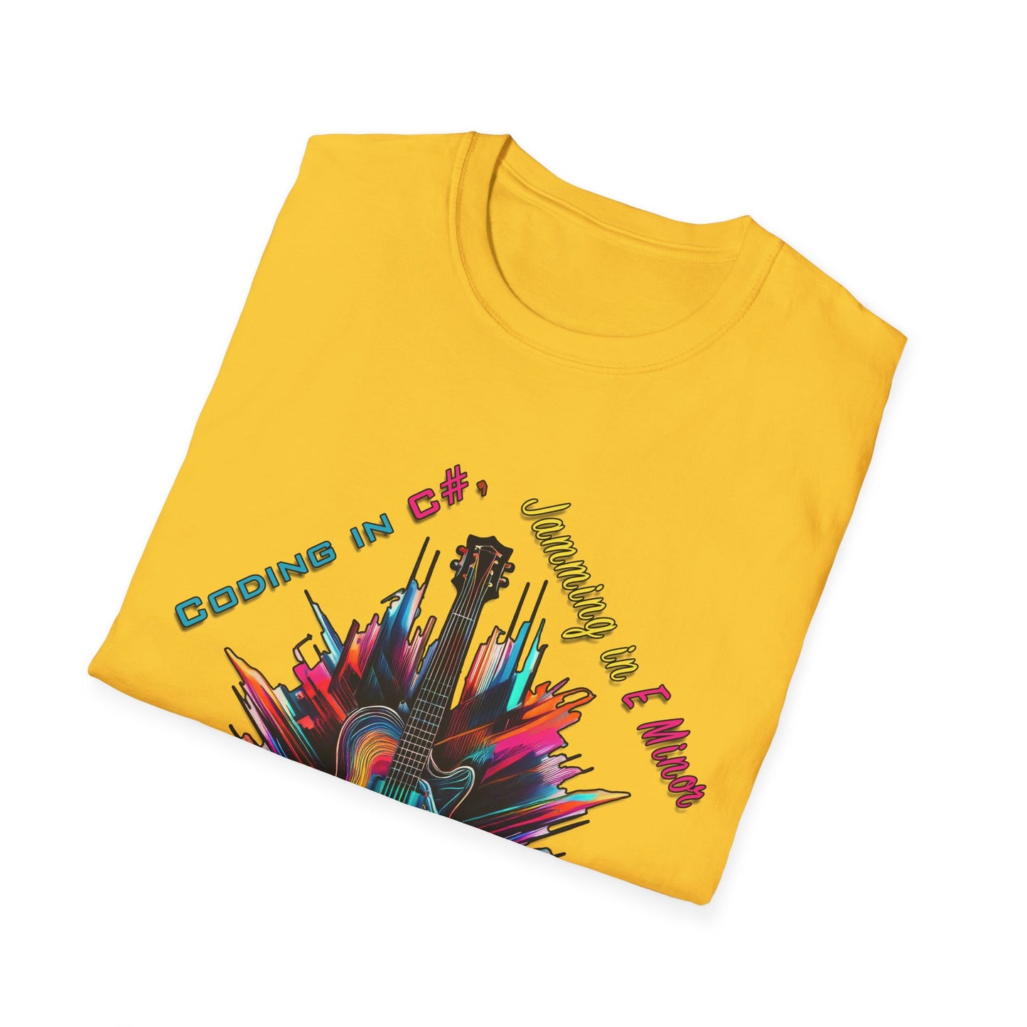 Unisex-T-Shirt für Musikliebhaber mit Gitarre – Coding in C#, Jamming in E-Moll-Design