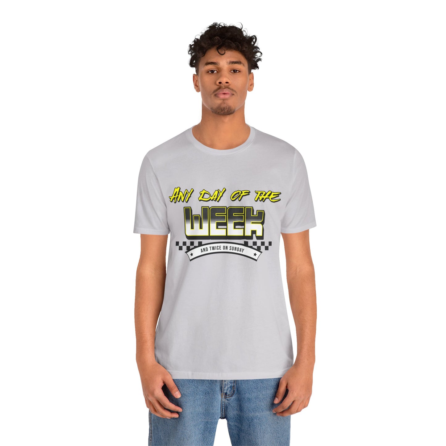 Sunday Vibes T-Shirt mit „Jeder Tag der Woche und zweimal an einem Sonntag“