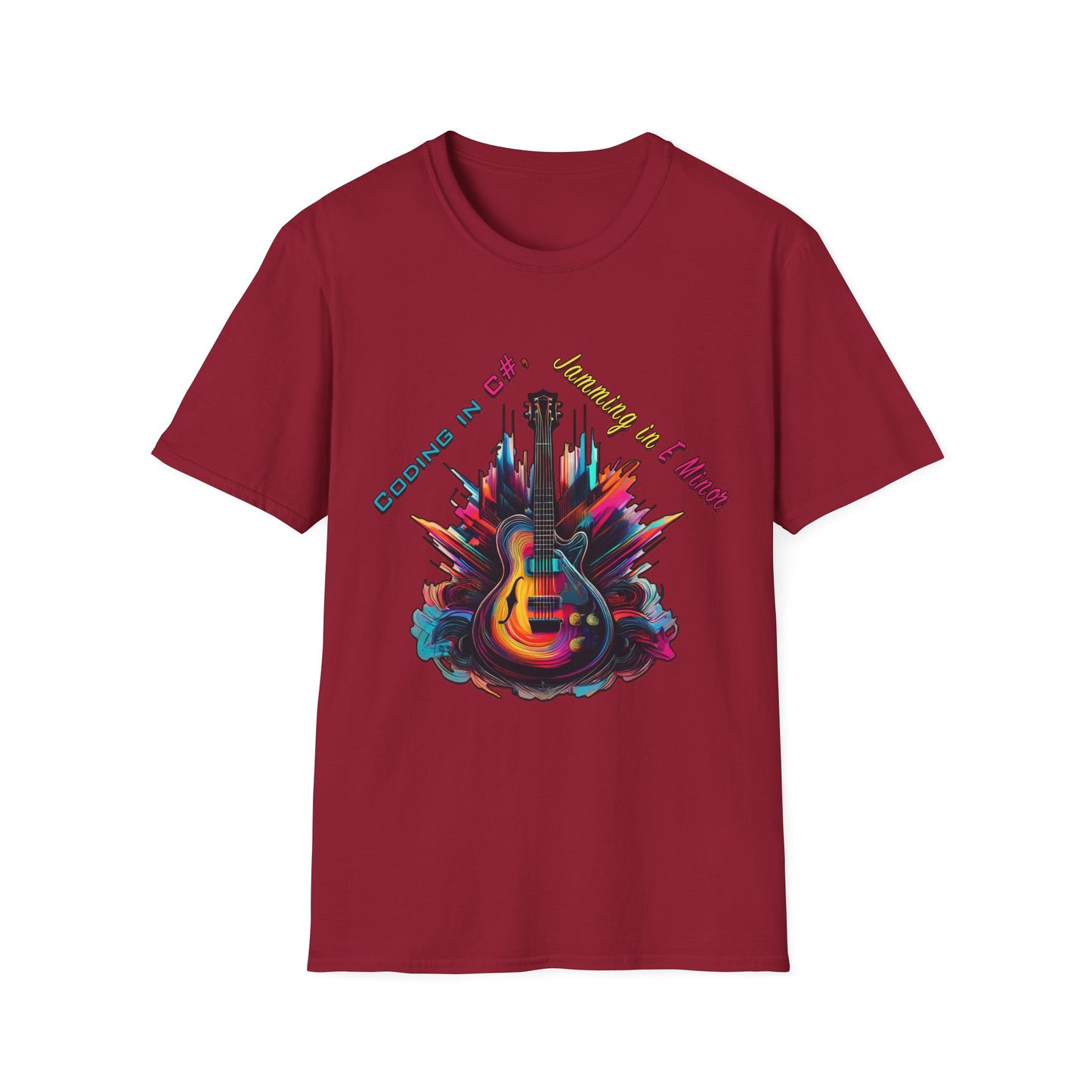 Unisex-T-Shirt für Musikliebhaber mit Gitarre – Coding in C#, Jamming in E-Moll-Design