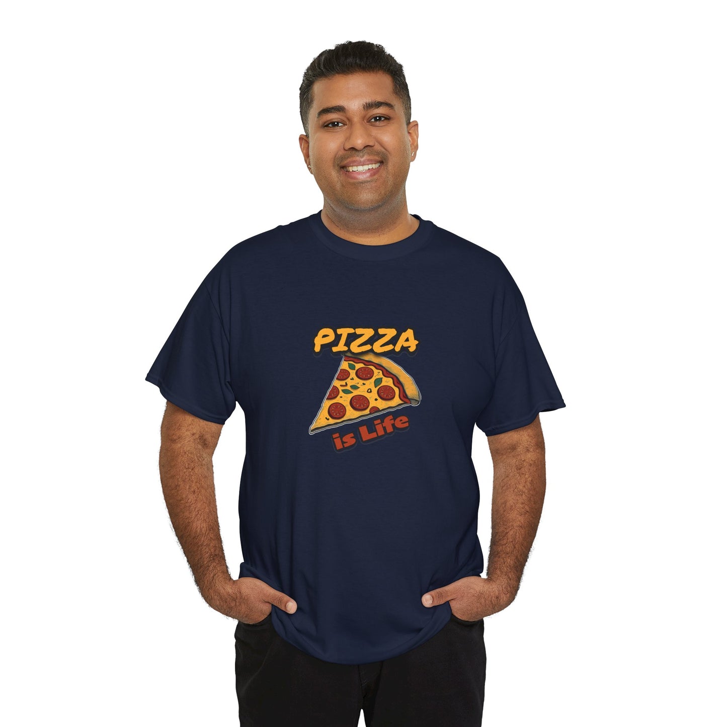 Pizza is Life Unisex-T-Shirt aus schwerer Baumwolle – lustiges und bequemes T-Shirt für Feinschmecker