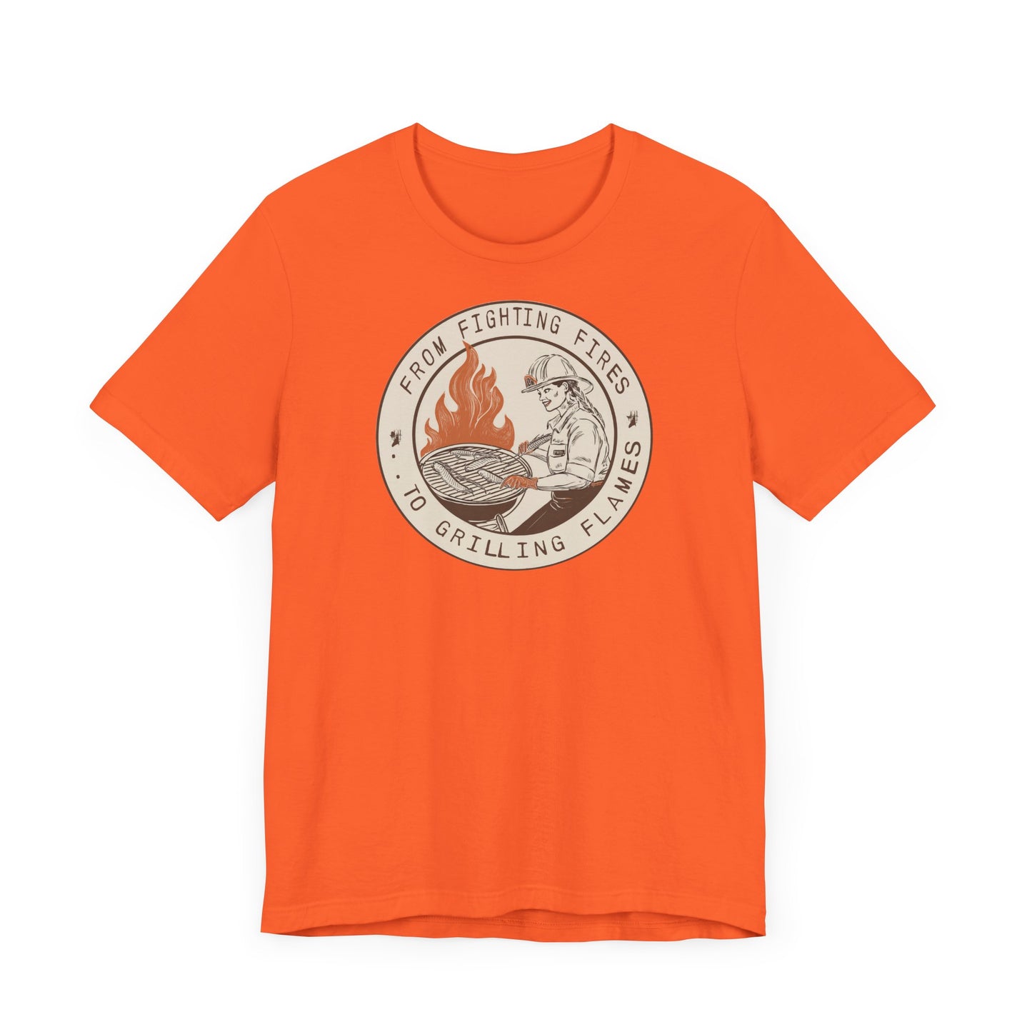 T-shirt à manches courtes Firefighter Grilling – De la lutte contre les incendies aux flammes des grillades