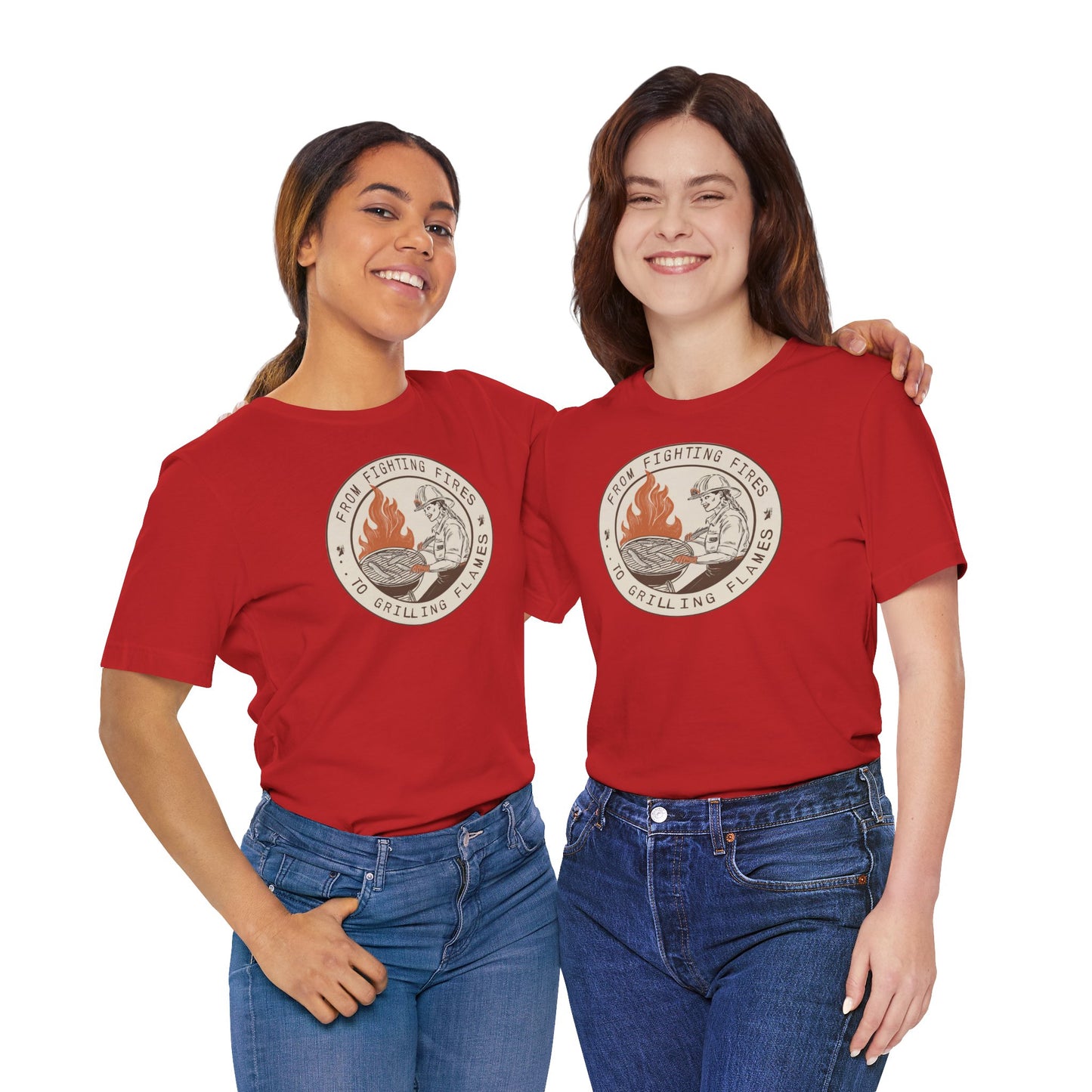 T-shirt à manches courtes Firefighter Grilling – De la lutte contre les incendies aux flammes des grillades