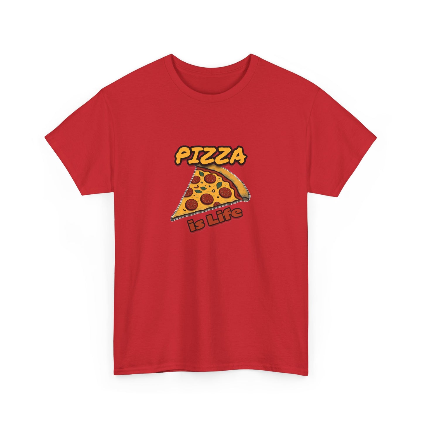 Pizza is Life Unisex-T-Shirt aus schwerer Baumwolle – lustiges und bequemes T-Shirt für Feinschmecker