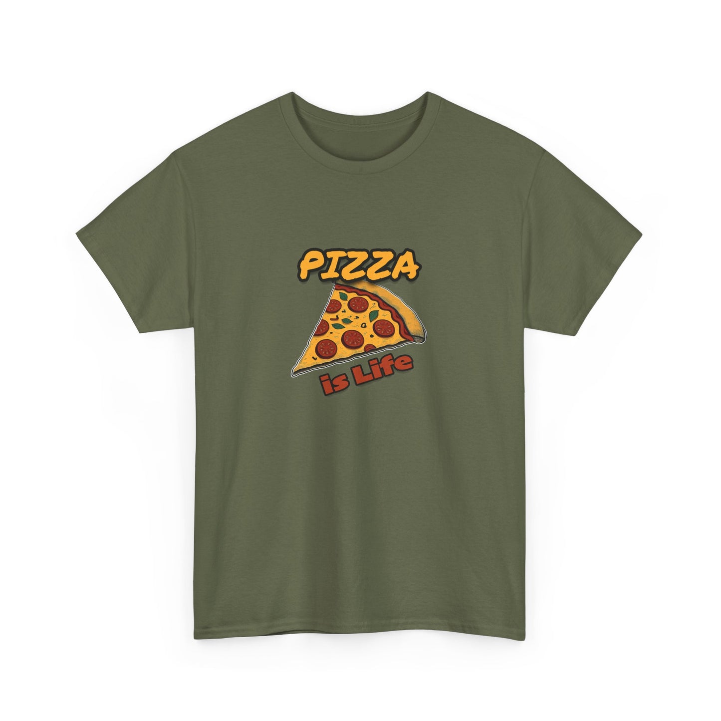 Pizza is Life Unisex-T-Shirt aus schwerer Baumwolle – lustiges und bequemes T-Shirt für Feinschmecker
