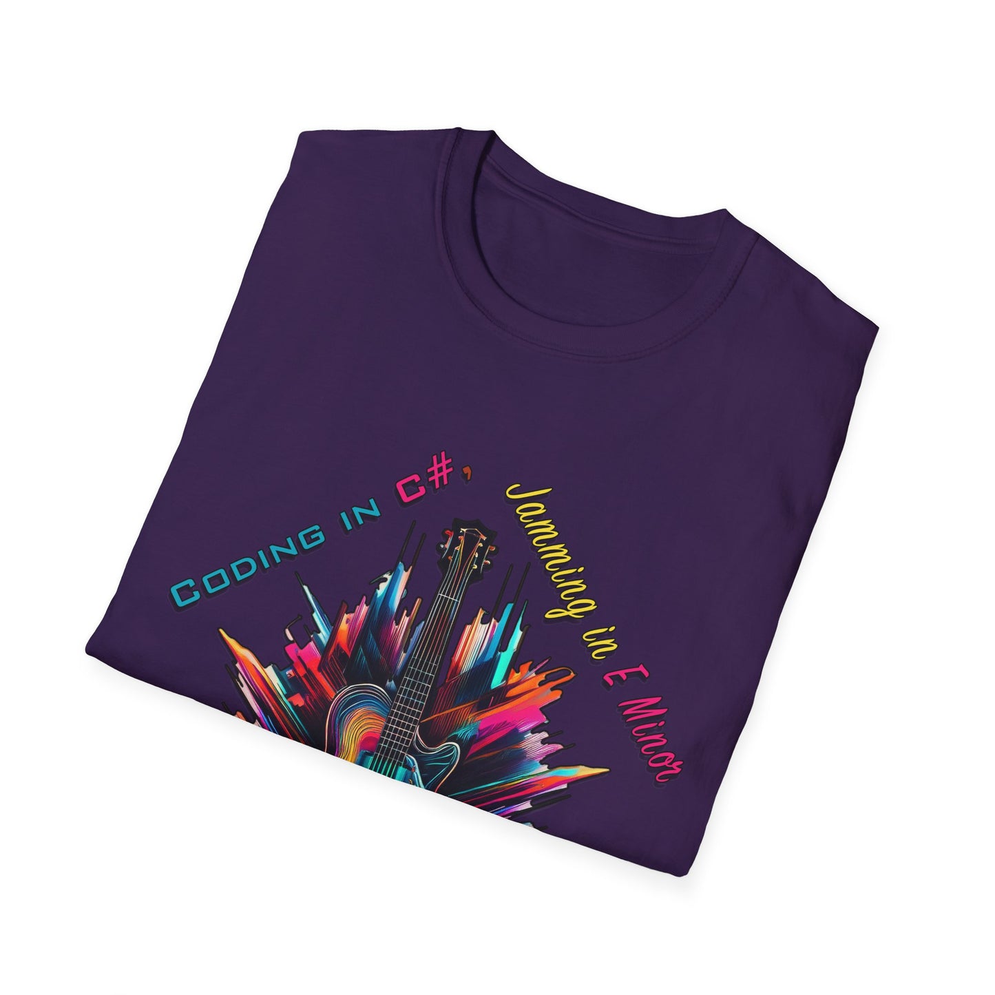 Unisex-T-Shirt für Musikliebhaber mit Gitarre – Coding in C#, Jamming in E-Moll-Design