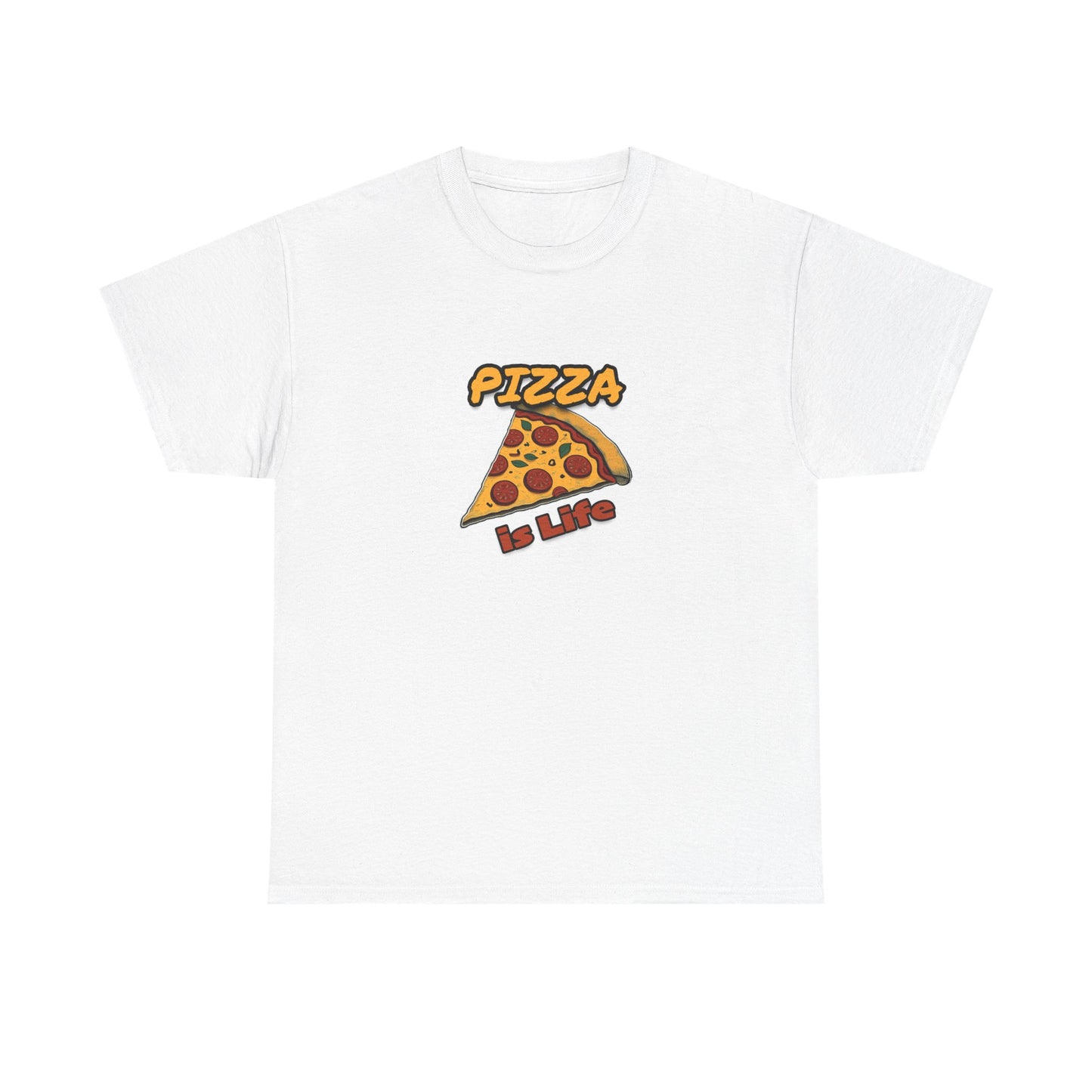 Pizza is Life Unisex-T-Shirt aus schwerer Baumwolle – lustiges und bequemes T-Shirt für Feinschmecker