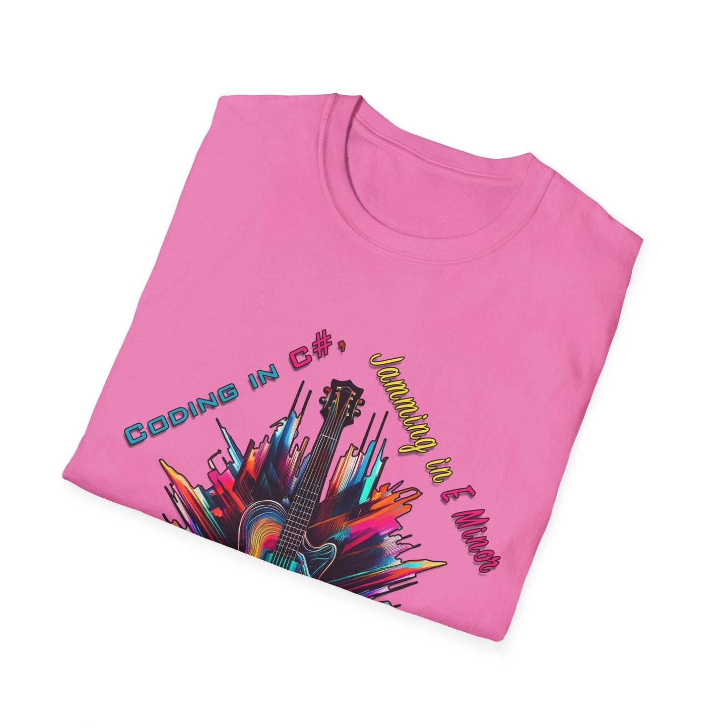 Unisex-T-Shirt für Musikliebhaber mit Gitarre – Coding in C#, Jamming in E-Moll-Design