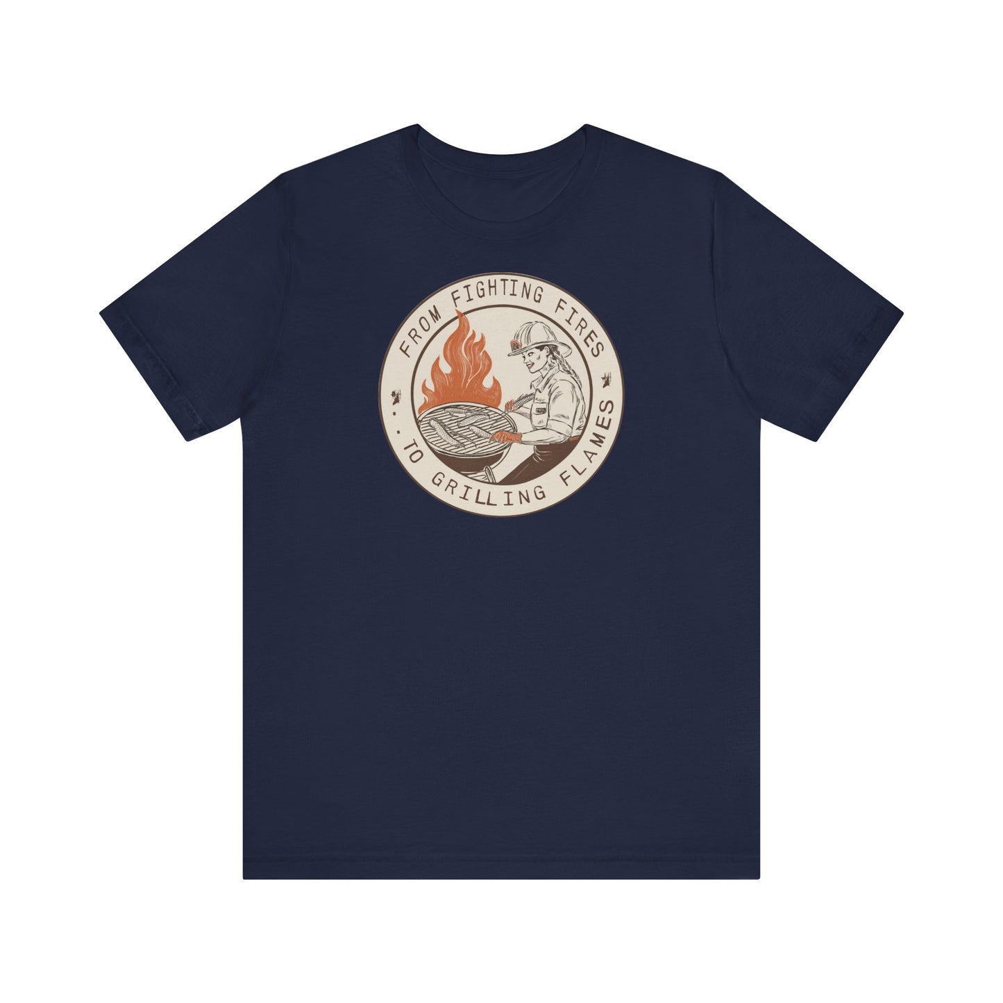 T-shirt à manches courtes Firefighter Grilling – De la lutte contre les incendies aux flammes des grillades