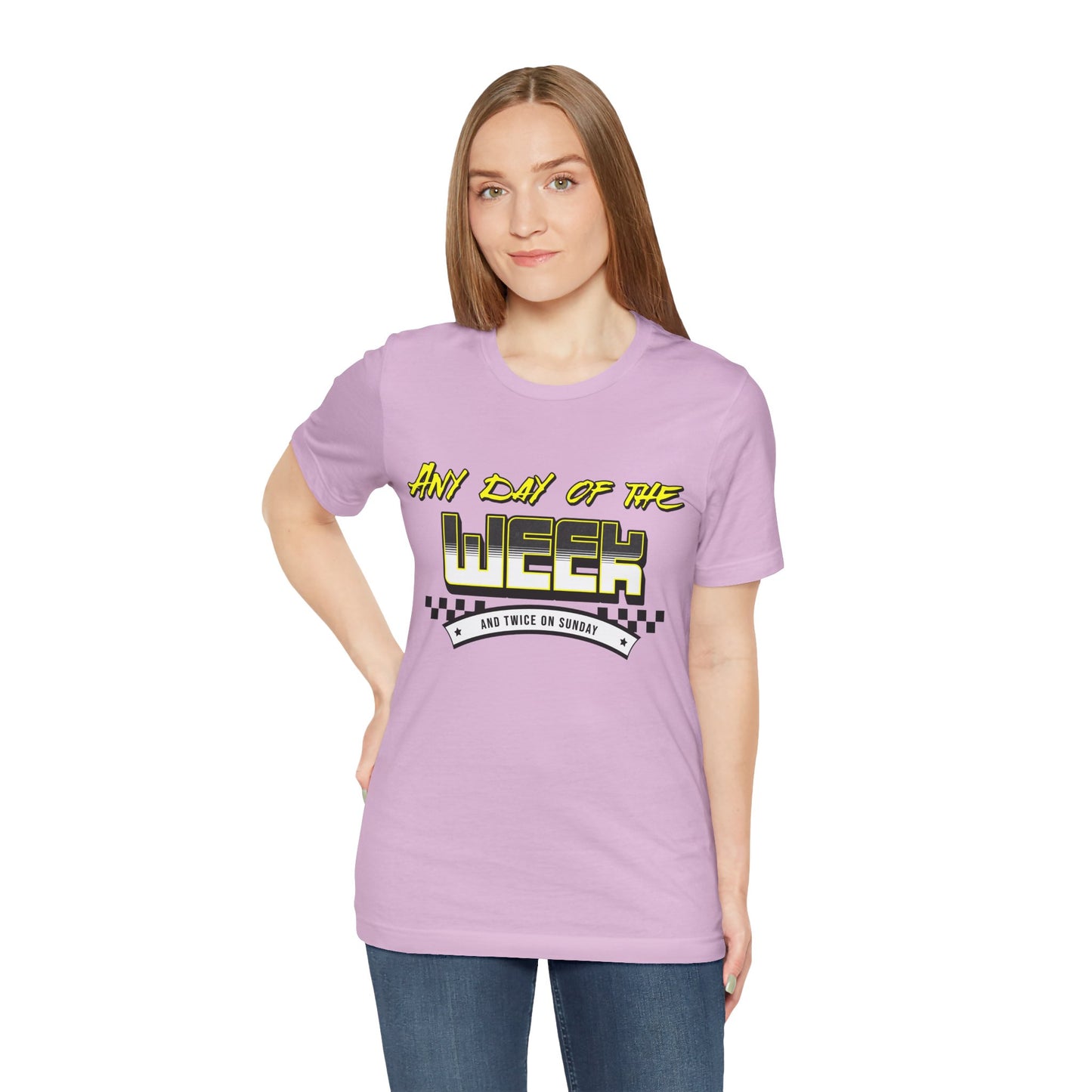 Sunday Vibes T-Shirt mit „Jeder Tag der Woche und zweimal an einem Sonntag“