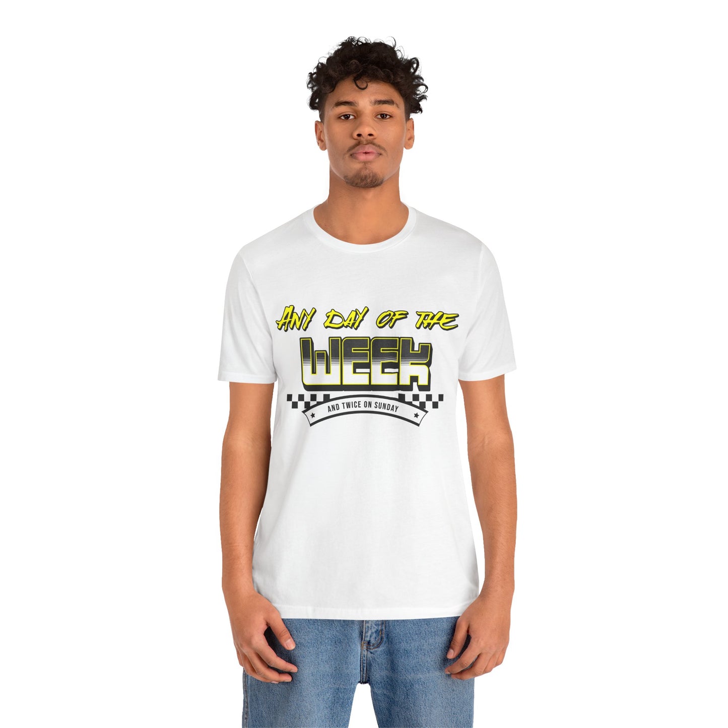 Sunday Vibes T-Shirt mit „Jeder Tag der Woche und zweimal an einem Sonntag“