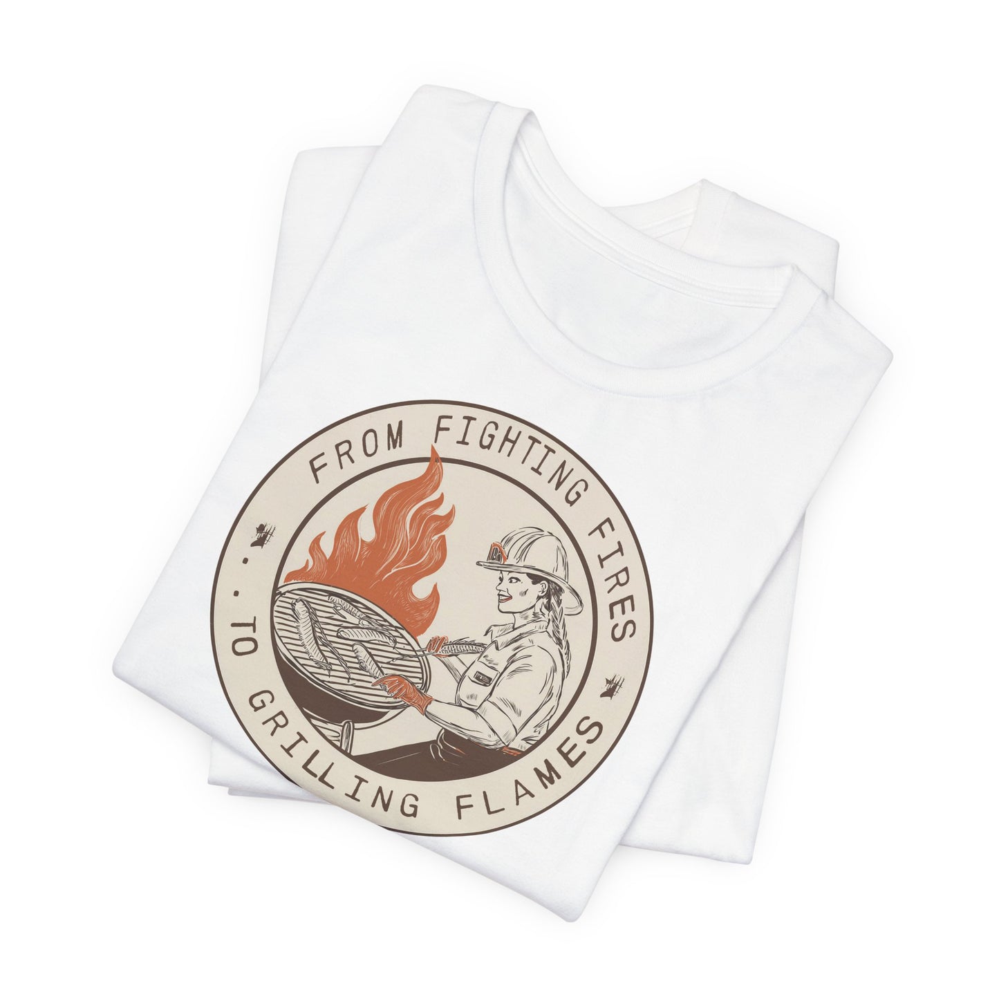 T-shirt à manches courtes Firefighter Grilling – De la lutte contre les incendies aux flammes des grillades