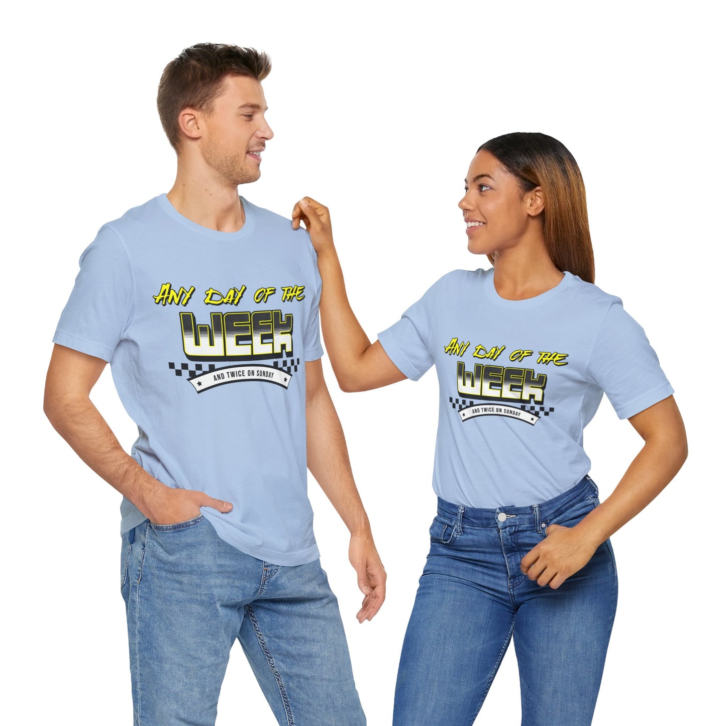 Sunday Vibes T-Shirt mit „Jeder Tag der Woche und zweimal an einem Sonntag“