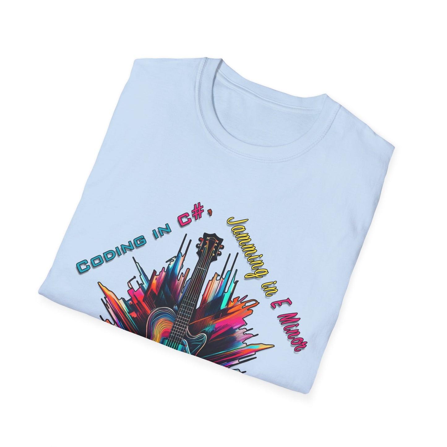 Unisex-T-Shirt für Musikliebhaber mit Gitarre – Coding in C#, Jamming in E-Moll-Design