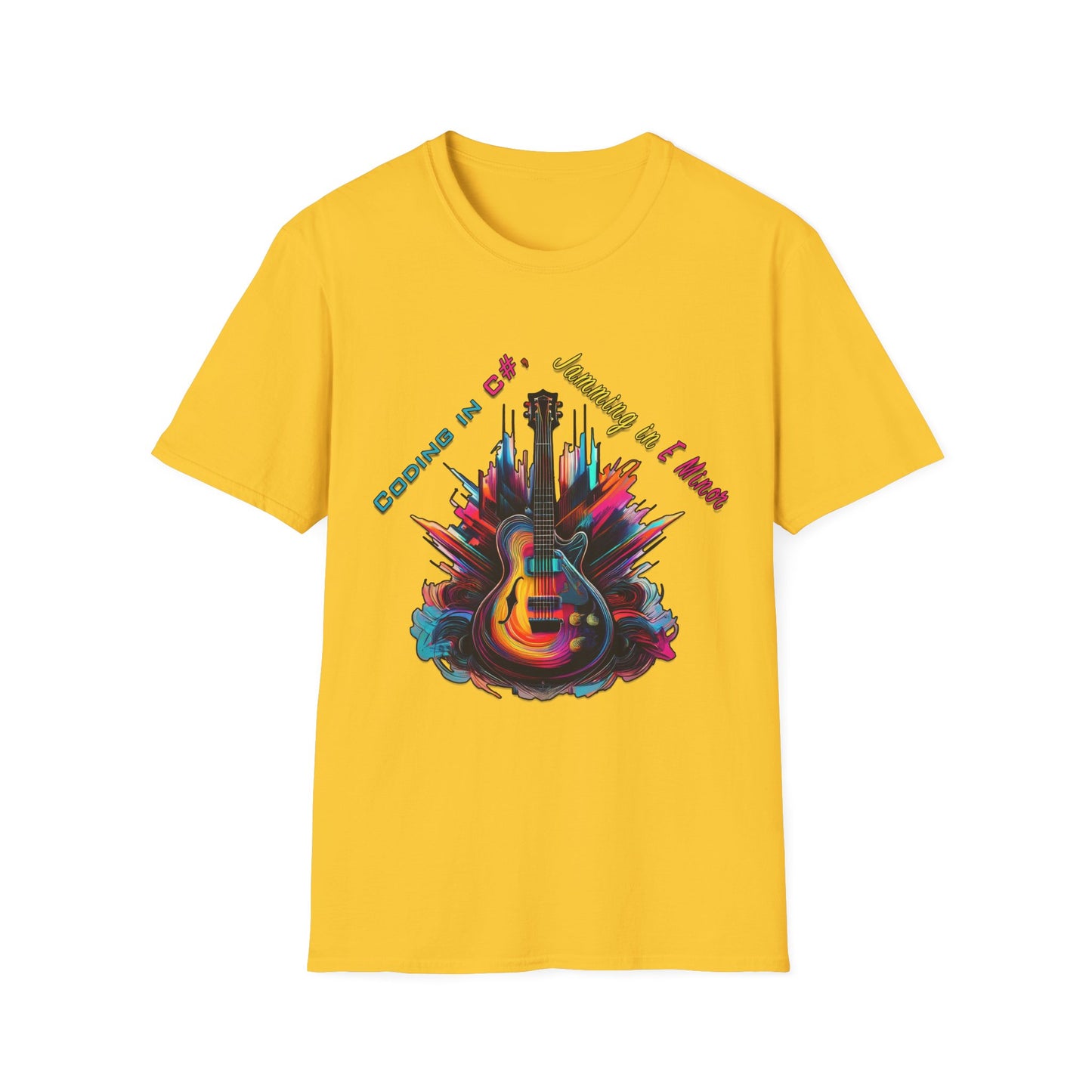 Unisex-T-Shirt für Musikliebhaber mit Gitarre – Coding in C#, Jamming in E-Moll-Design