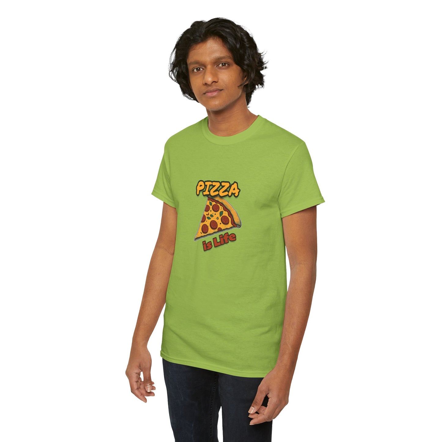 Pizza is Life Unisex-T-Shirt aus schwerer Baumwolle – lustiges und bequemes T-Shirt für Feinschmecker