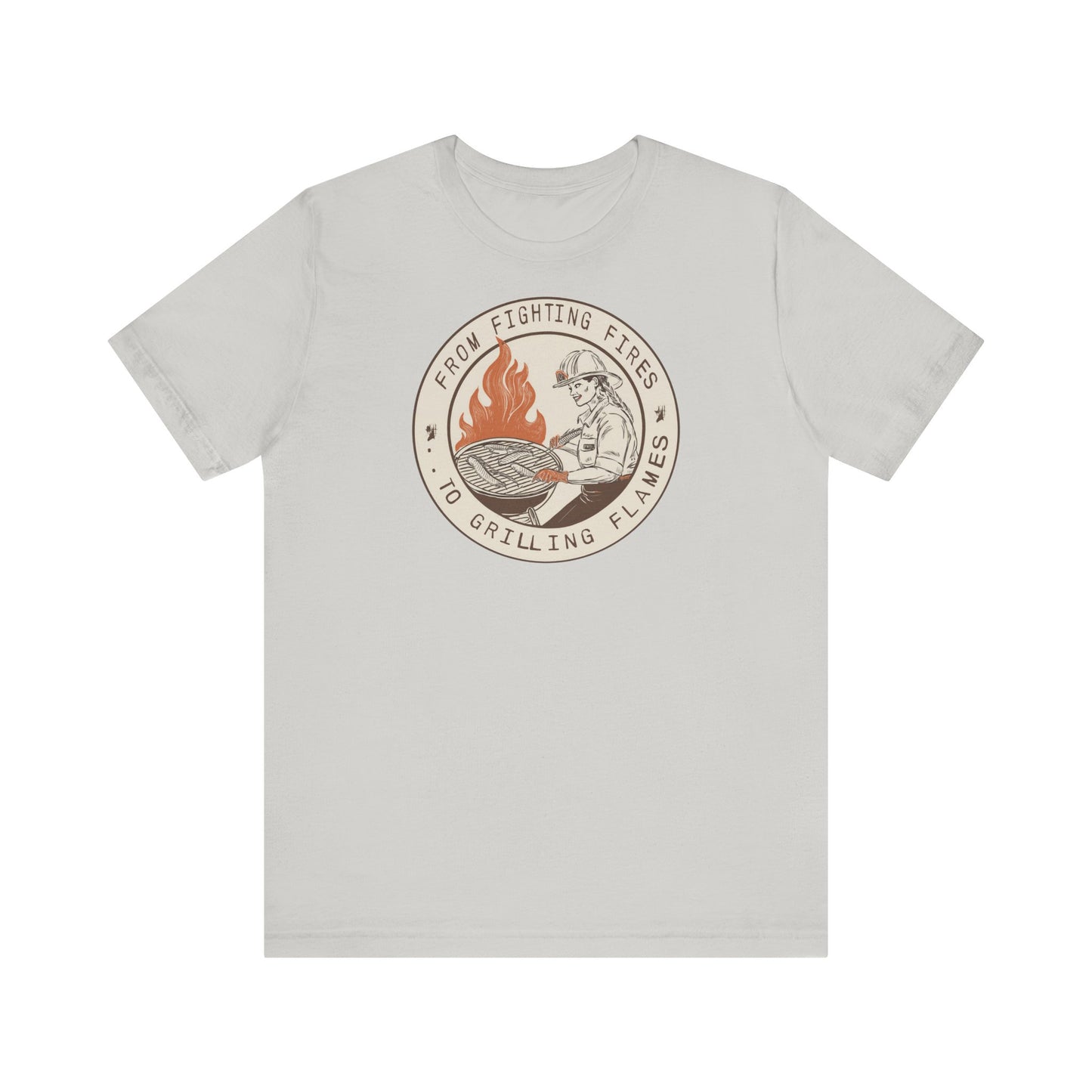 T-shirt à manches courtes Firefighter Grilling – De la lutte contre les incendies aux flammes des grillades
