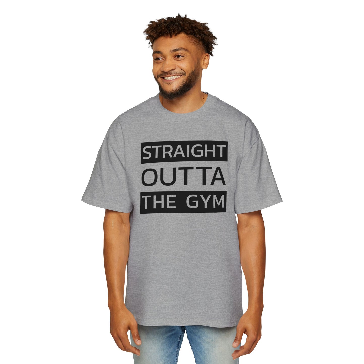 Men's Heavy Oversized Tee - Straight Outta the Gym Motivational T-Shirt