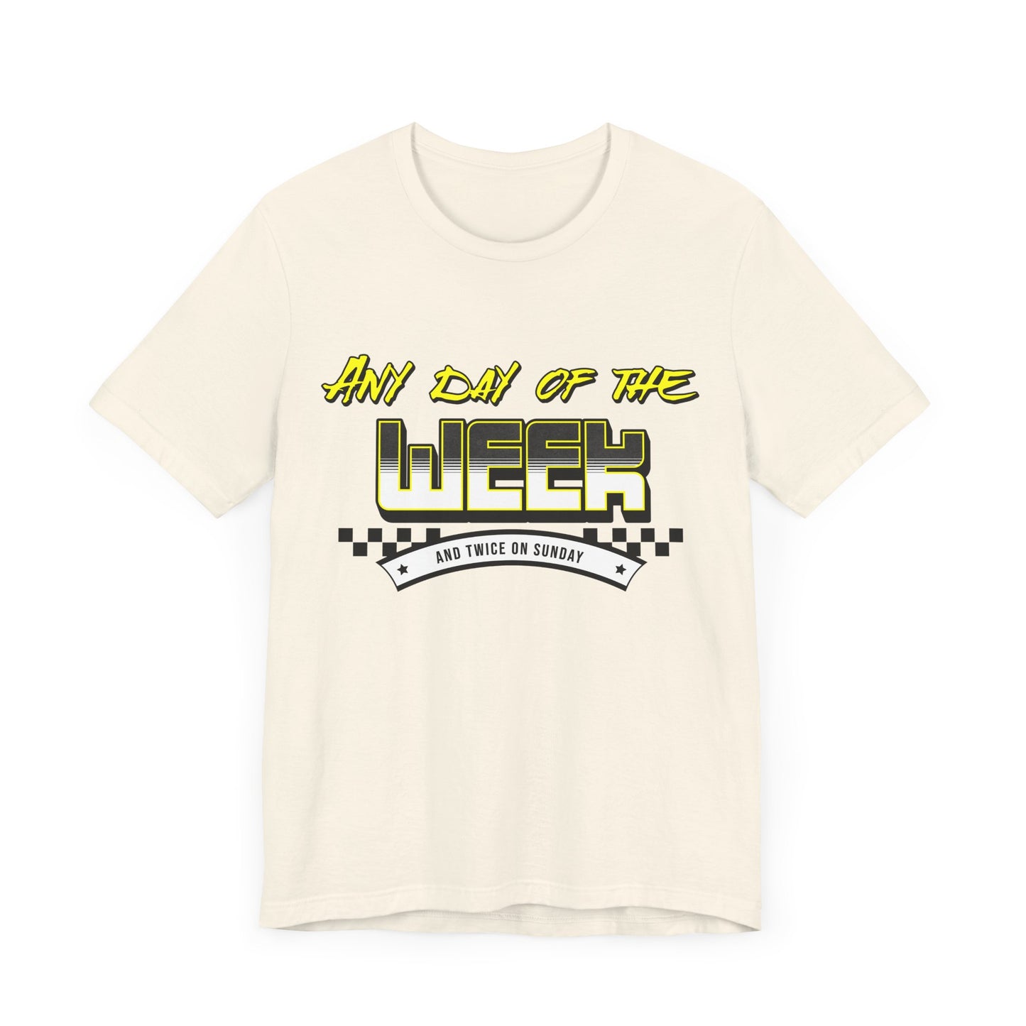 Sunday Vibes T-Shirt mit „Jeder Tag der Woche und zweimal an einem Sonntag“