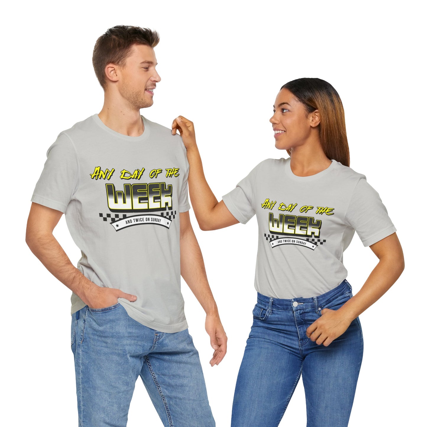 Sunday Vibes T-Shirt mit „Jeder Tag der Woche und zweimal an einem Sonntag“