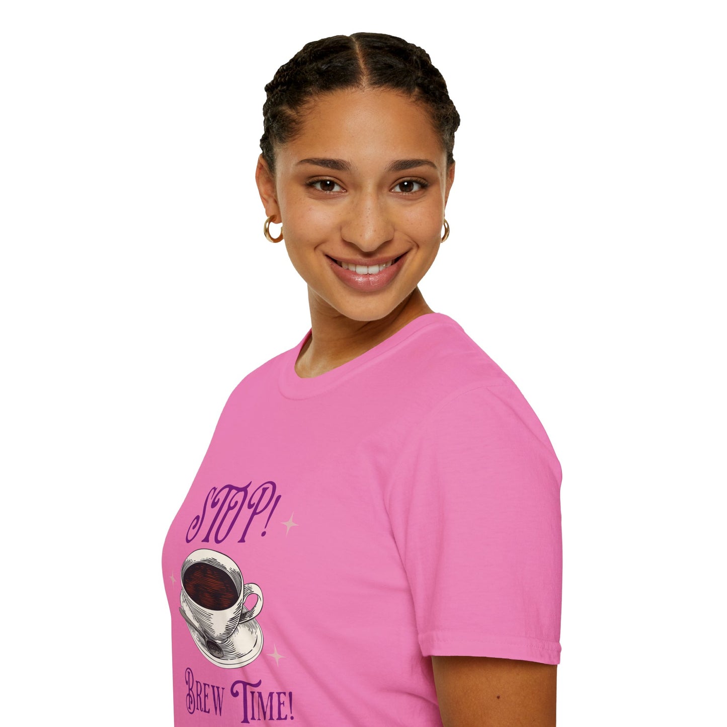 Stop Brew Time T-Shirt – Lustiges Unisex-T-Shirt für Kaffee- und Teeliebhaber