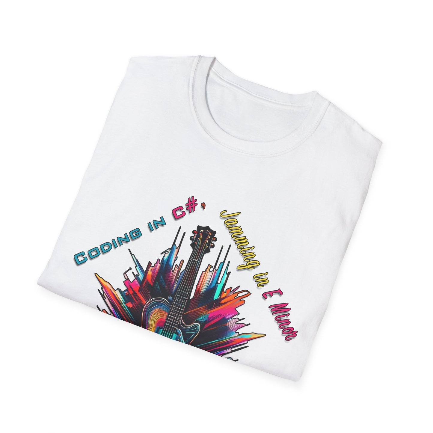 Unisex-T-Shirt für Musikliebhaber mit Gitarre – Coding in C#, Jamming in E-Moll-Design