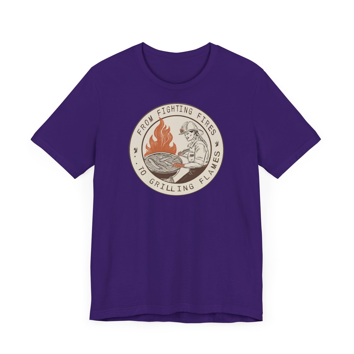 T-shirt à manches courtes Firefighter Grilling – De la lutte contre les incendies aux flammes des grillades
