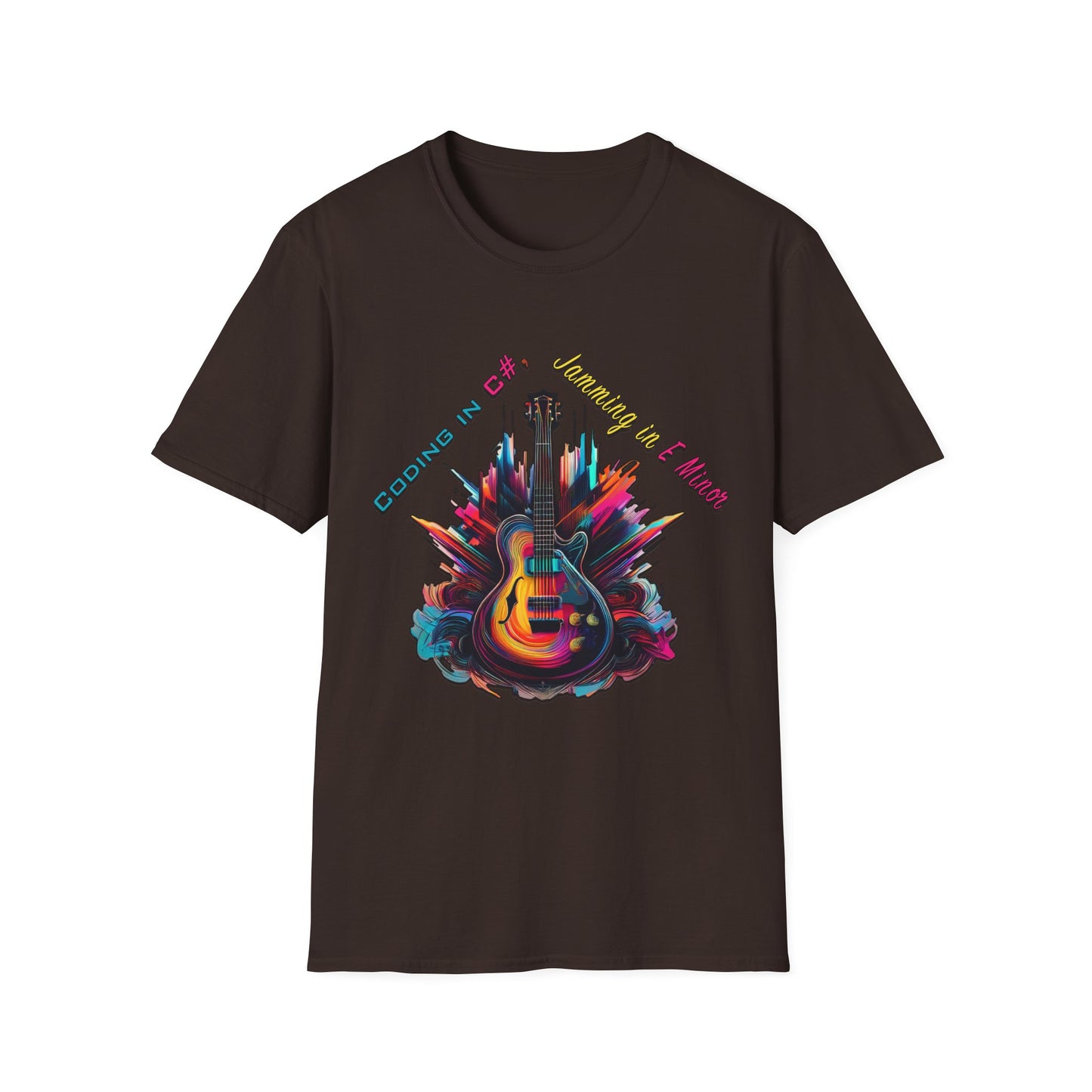 Unisex-T-Shirt für Musikliebhaber mit Gitarre – Coding in C#, Jamming in E-Moll-Design