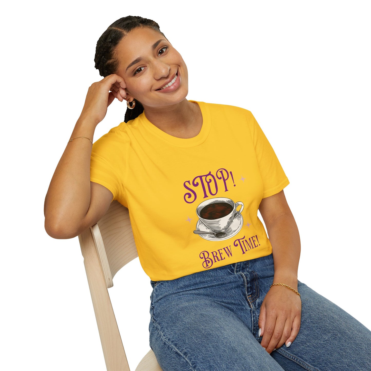 Stop Brew Time T-Shirt – Lustiges Unisex-T-Shirt für Kaffee- und Teeliebhaber