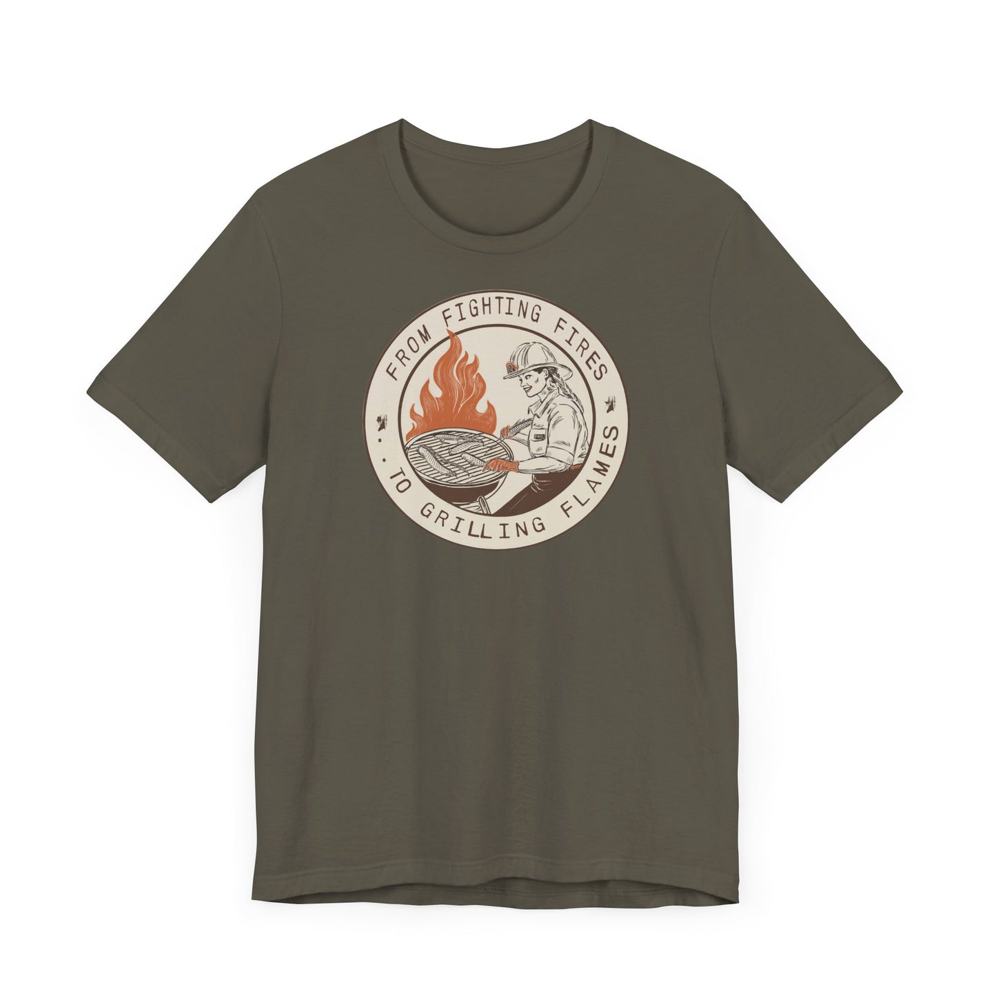 T-shirt à manches courtes Firefighter Grilling – De la lutte contre les incendies aux flammes des grillades