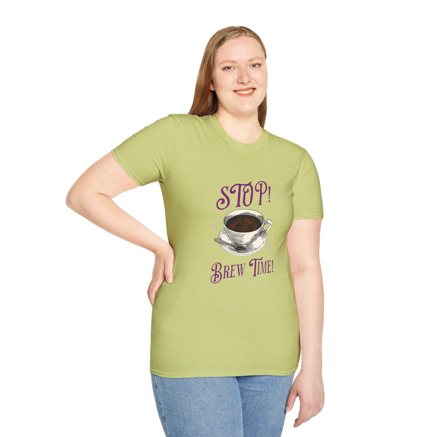 Stop Brew Time T-Shirt – Lustiges Unisex-T-Shirt für Kaffee- und Teeliebhaber