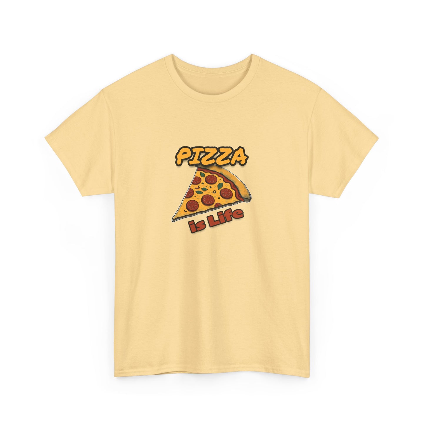 Pizza is Life Unisex-T-Shirt aus schwerer Baumwolle – lustiges und bequemes T-Shirt für Feinschmecker
