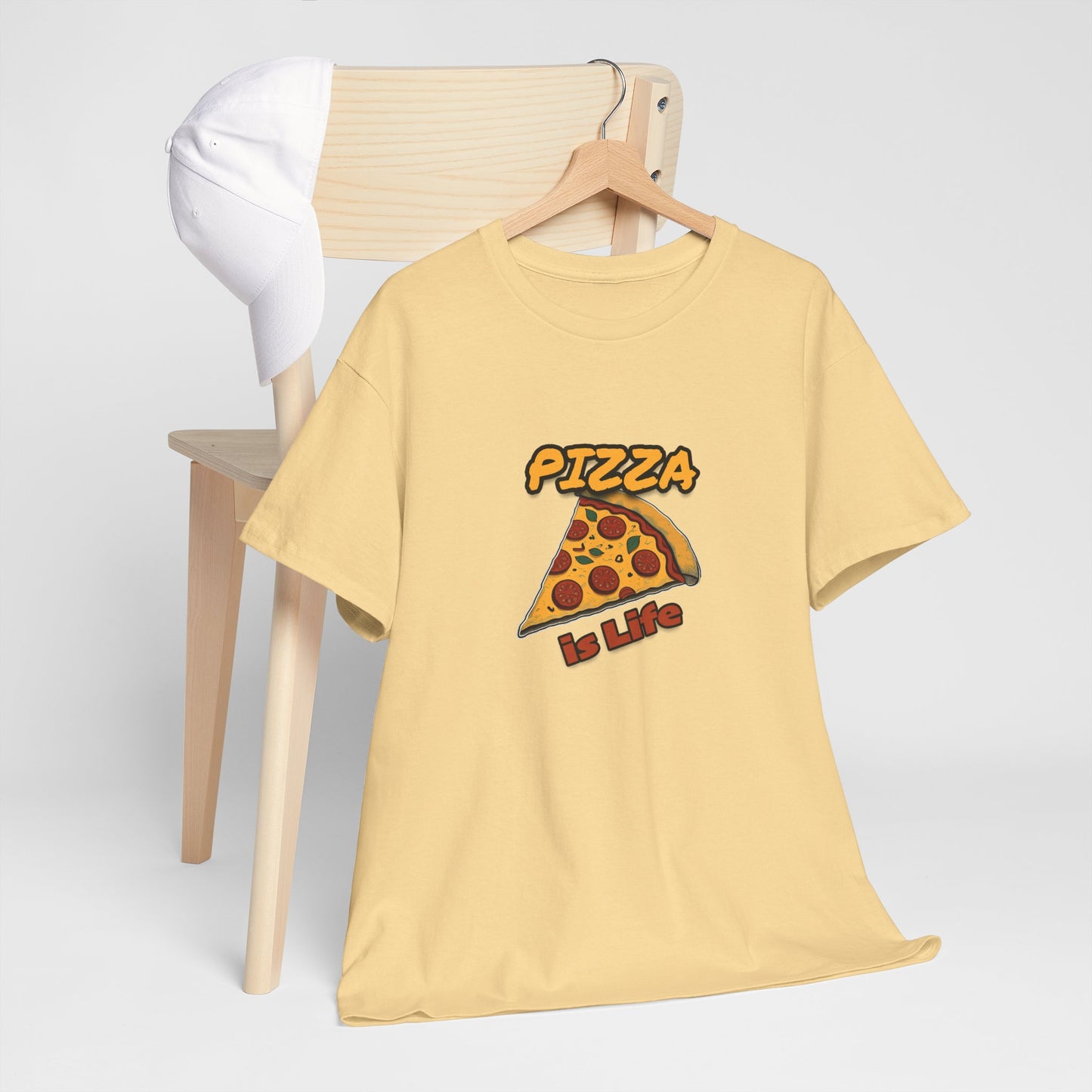 Pizza is Life Unisex-T-Shirt aus schwerer Baumwolle – lustiges und bequemes T-Shirt für Feinschmecker