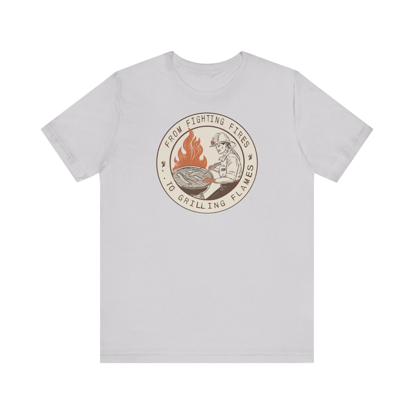 T-shirt à manches courtes Firefighter Grilling – De la lutte contre les incendies aux flammes des grillades