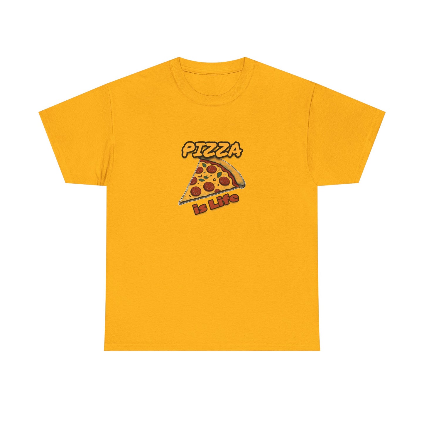 Pizza is Life Unisex-T-Shirt aus schwerer Baumwolle – lustiges und bequemes T-Shirt für Feinschmecker