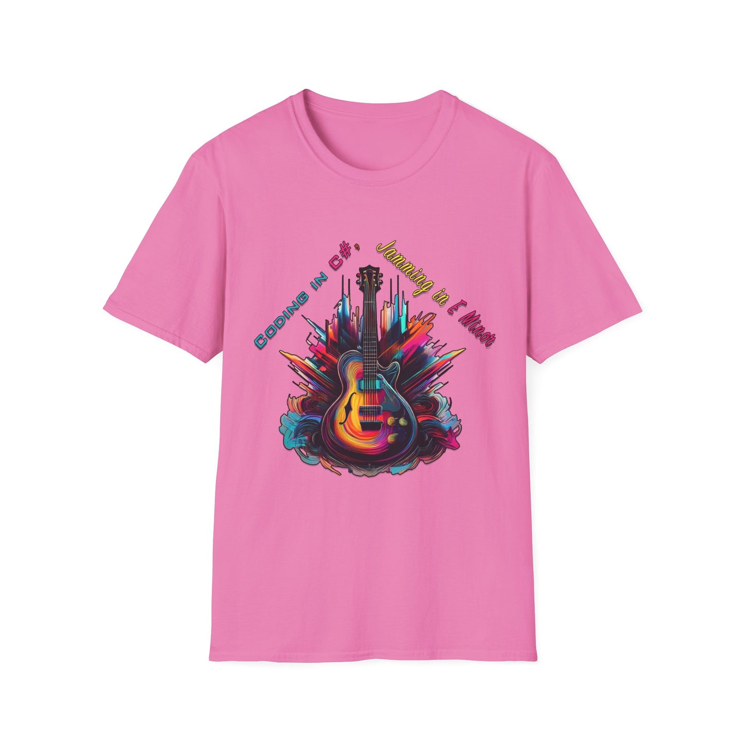 Unisex-T-Shirt für Musikliebhaber mit Gitarre – Coding in C#, Jamming in E-Moll-Design
