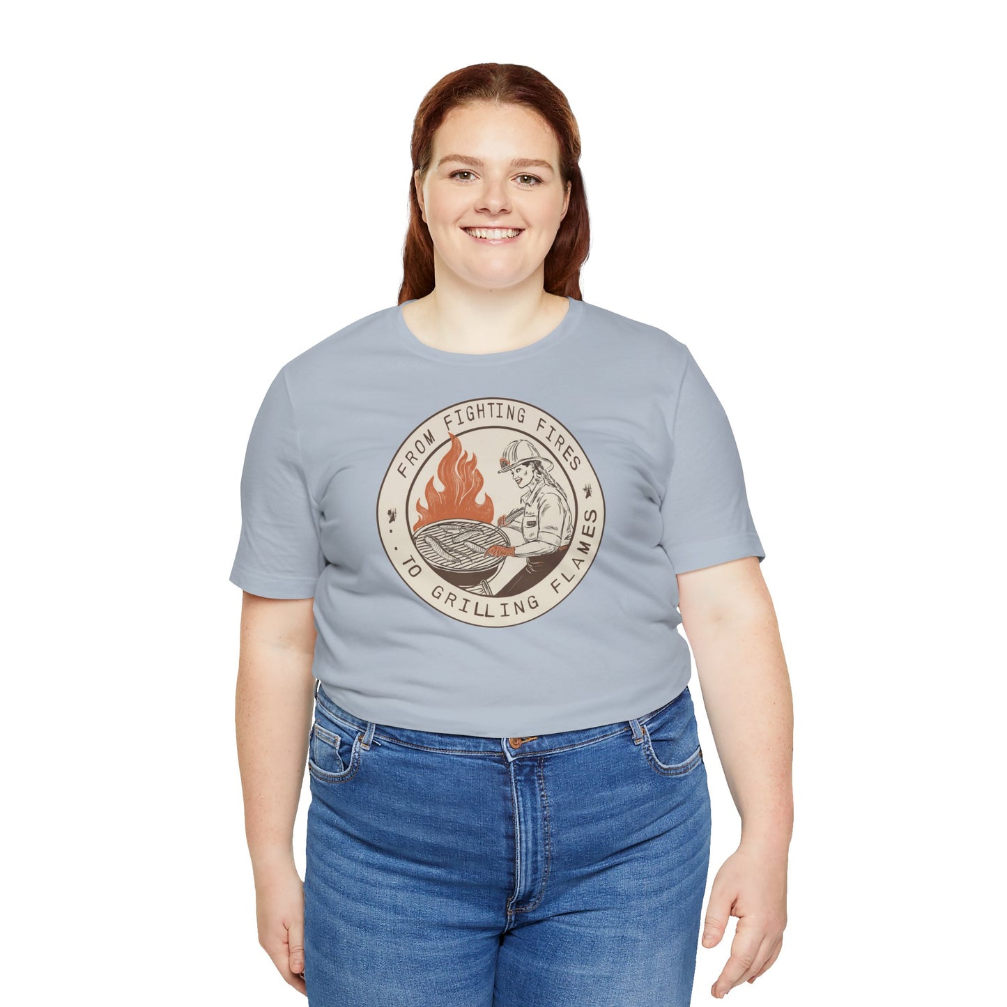 T-shirt à manches courtes Firefighter Grilling – De la lutte contre les incendies aux flammes des grillades