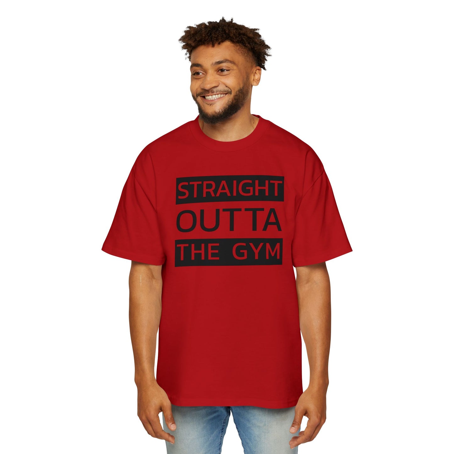 Men's Heavy Oversized Tee - Straight Outta the Gym Motivational T-Shirt