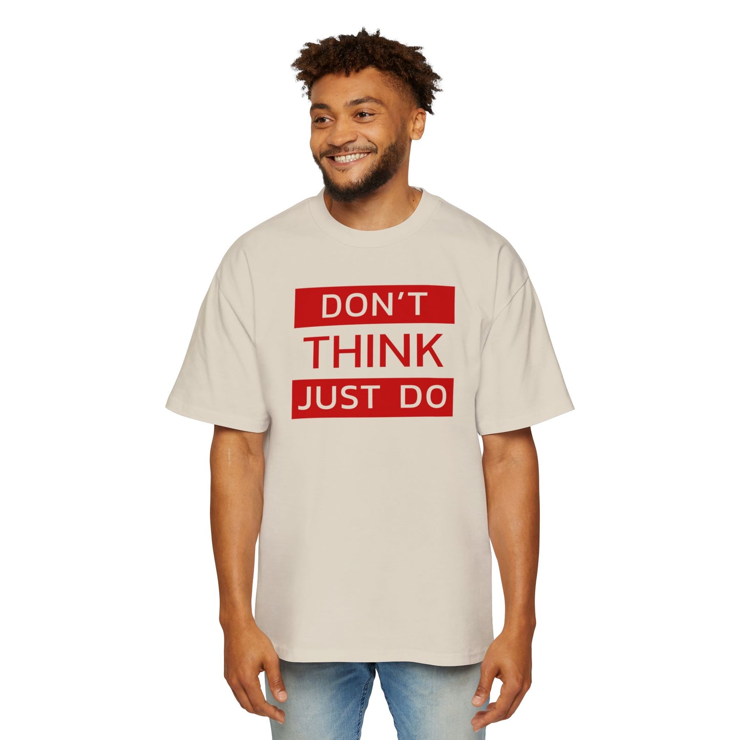 Schweres, übergroßes T-Shirt für Herren – Motivierendes T-Shirt „DON'T THINK JUST DO“