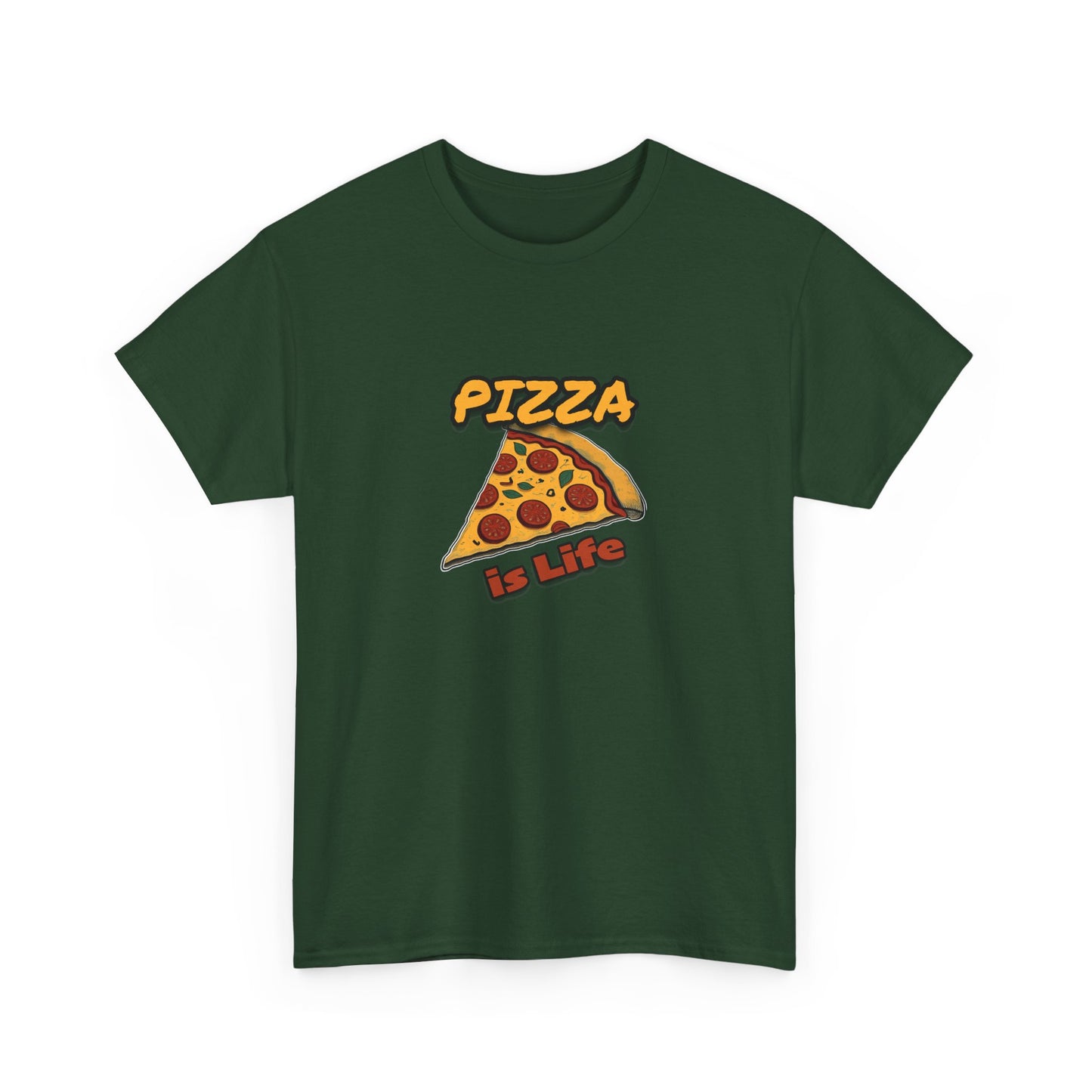 Pizza is Life Unisex-T-Shirt aus schwerer Baumwolle – lustiges und bequemes T-Shirt für Feinschmecker