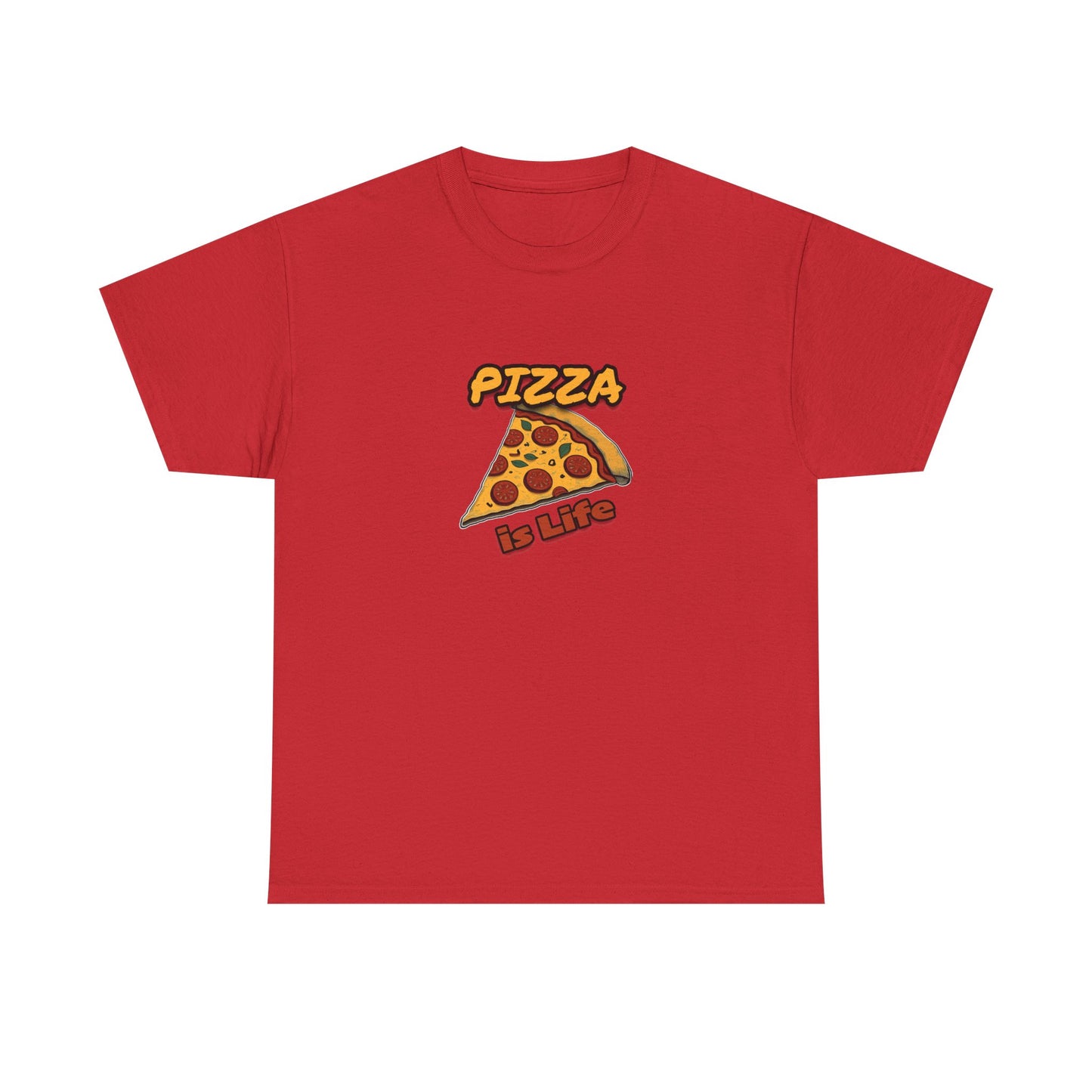 Pizza is Life Unisex-T-Shirt aus schwerer Baumwolle – lustiges und bequemes T-Shirt für Feinschmecker