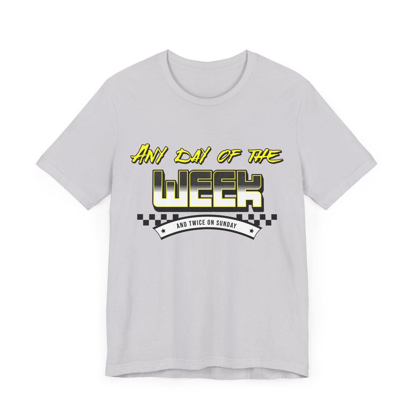 Sunday Vibes T-Shirt mit „Jeder Tag der Woche und zweimal an einem Sonntag“
