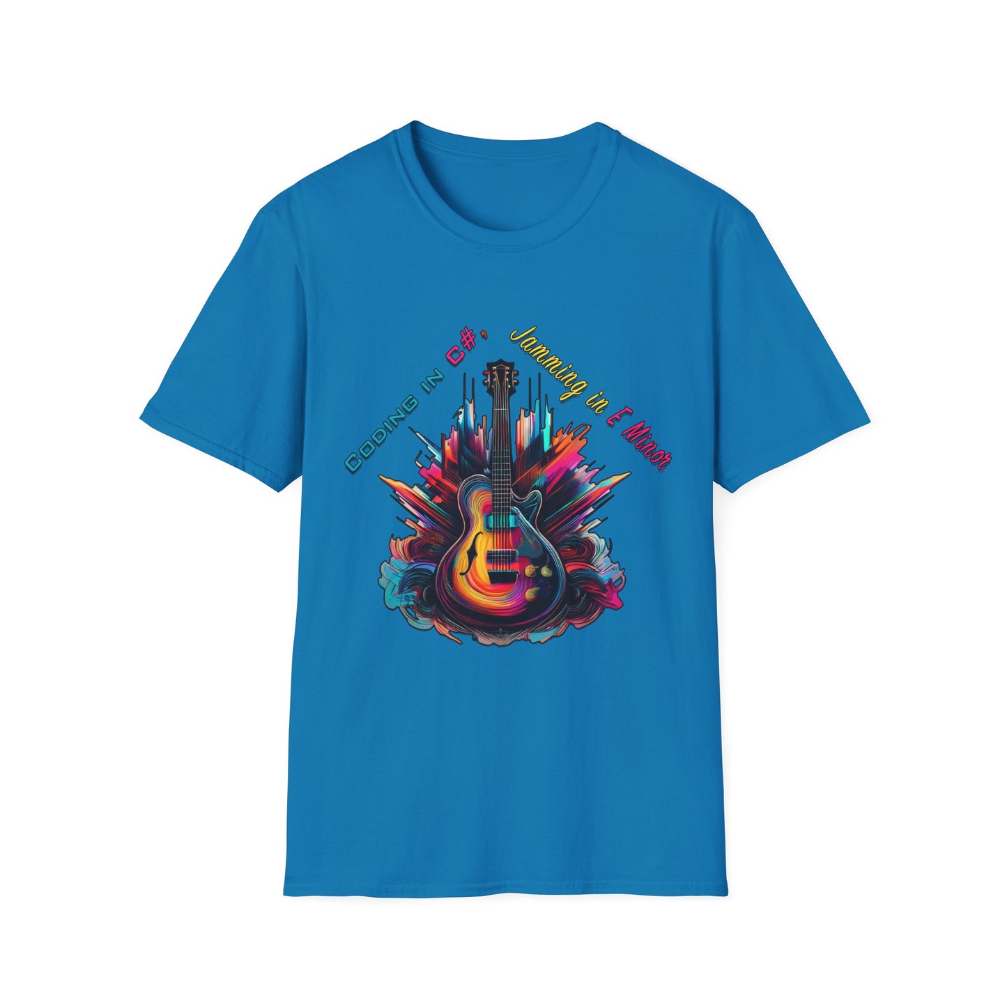 Unisex-T-Shirt für Musikliebhaber mit Gitarre – Coding in C#, Jamming in E-Moll-Design