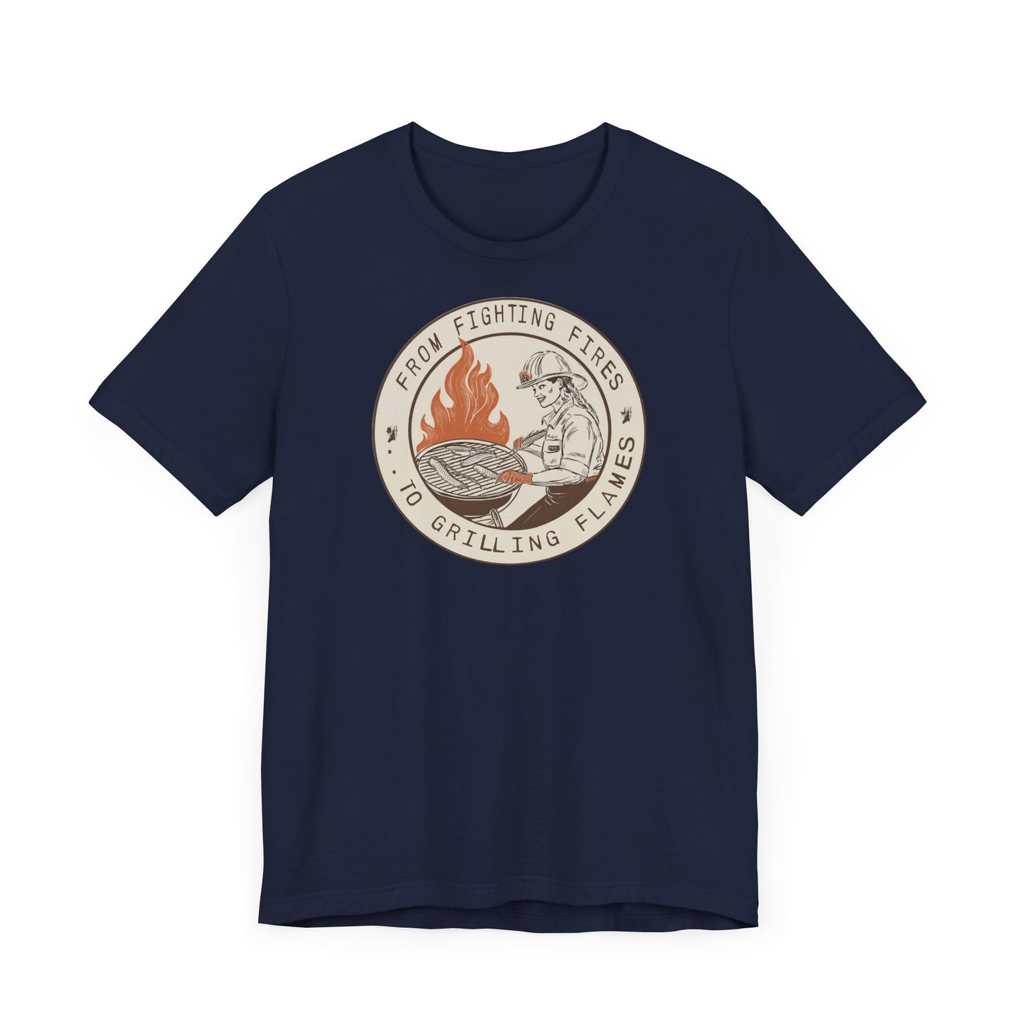 T-shirt à manches courtes Firefighter Grilling – De la lutte contre les incendies aux flammes des grillades