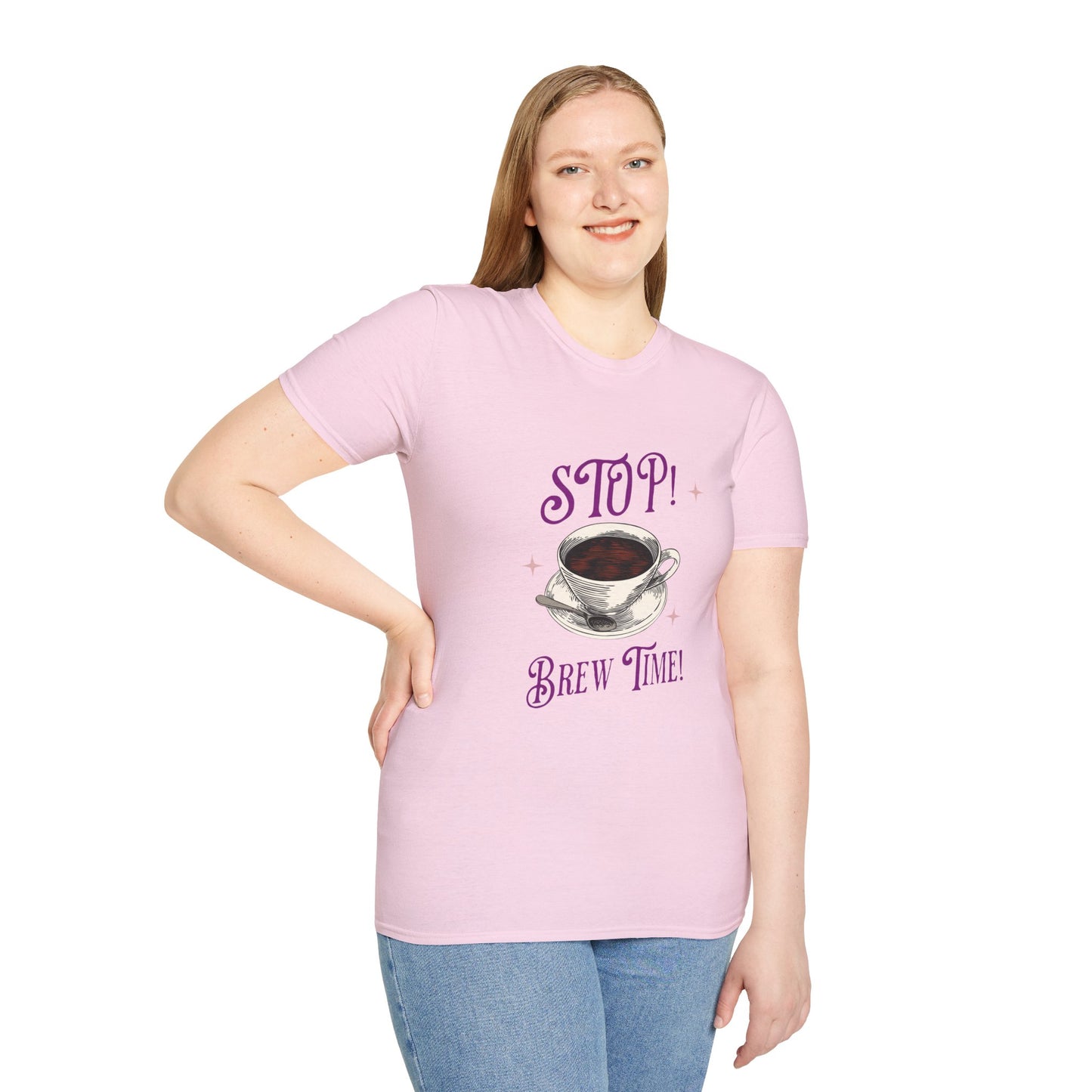 Stop Brew Time T-Shirt – Lustiges Unisex-T-Shirt für Kaffee- und Teeliebhaber