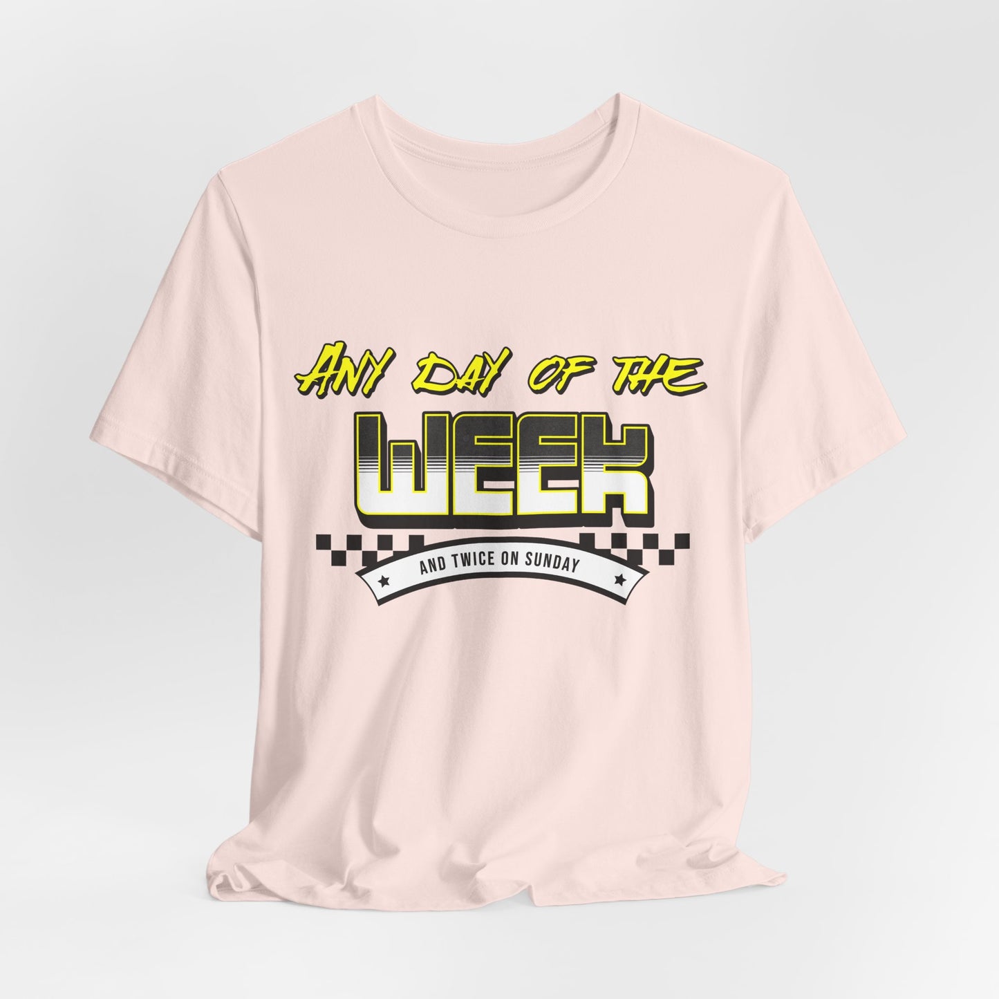 Sunday Vibes T-Shirt mit „Jeder Tag der Woche und zweimal an einem Sonntag“