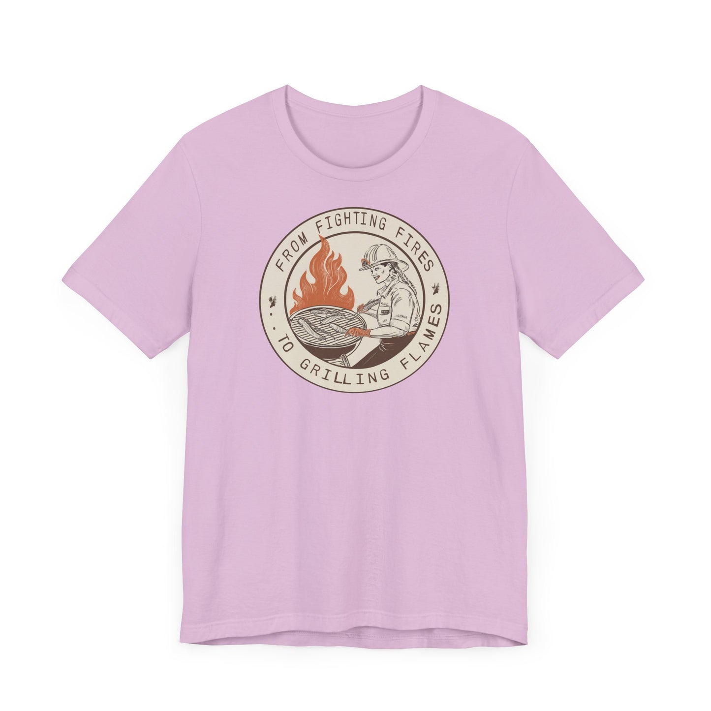 T-shirt à manches courtes Firefighter Grilling – De la lutte contre les incendies aux flammes des grillades