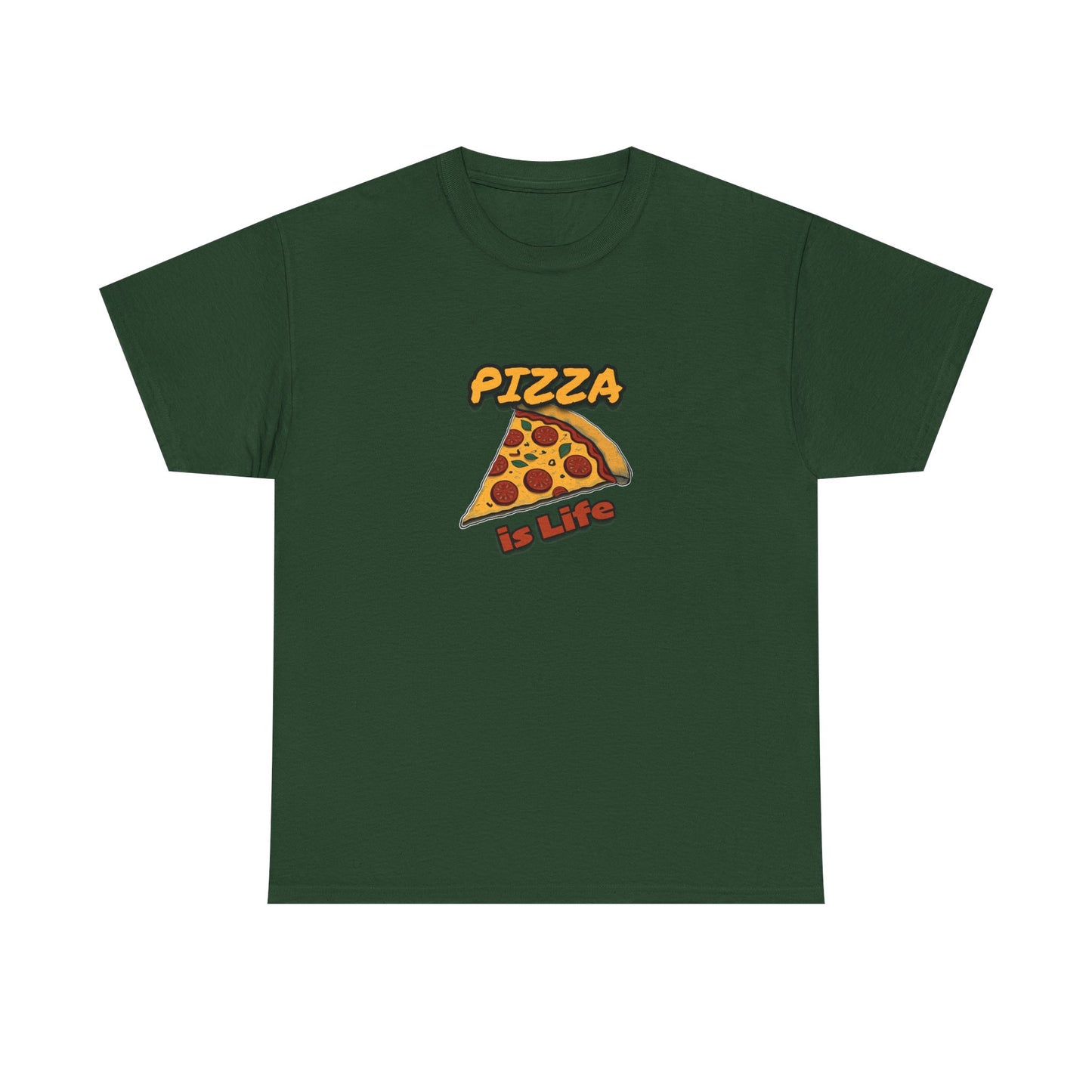 Pizza is Life Unisex-T-Shirt aus schwerer Baumwolle – lustiges und bequemes T-Shirt für Feinschmecker