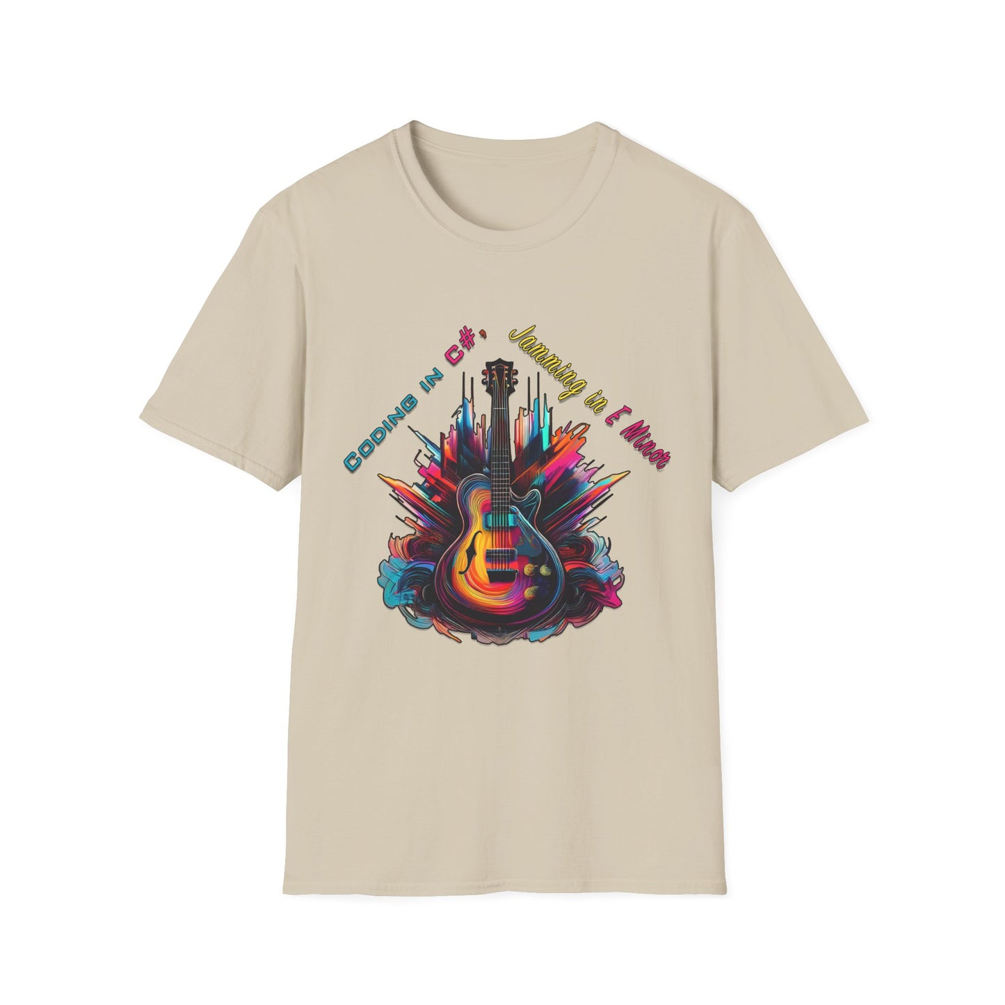 Unisex-T-Shirt für Musikliebhaber mit Gitarre – Coding in C#, Jamming in E-Moll-Design
