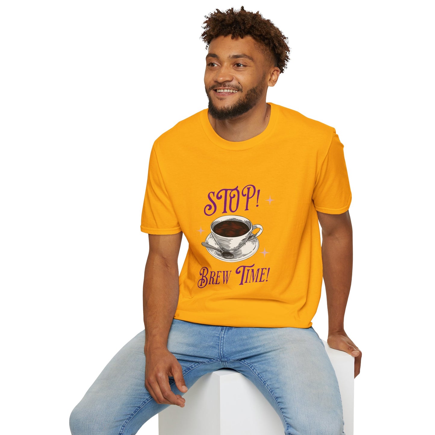 Stop Brew Time T-Shirt – Lustiges Unisex-T-Shirt für Kaffee- und Teeliebhaber